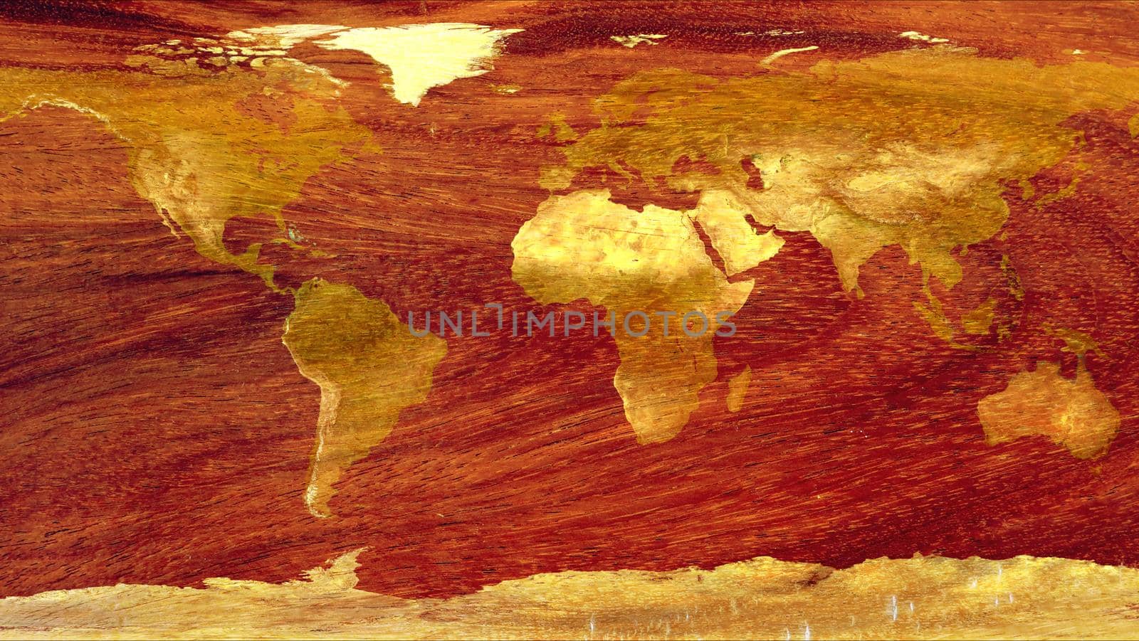 wold map made by red hard wood texture surface by Darkfox