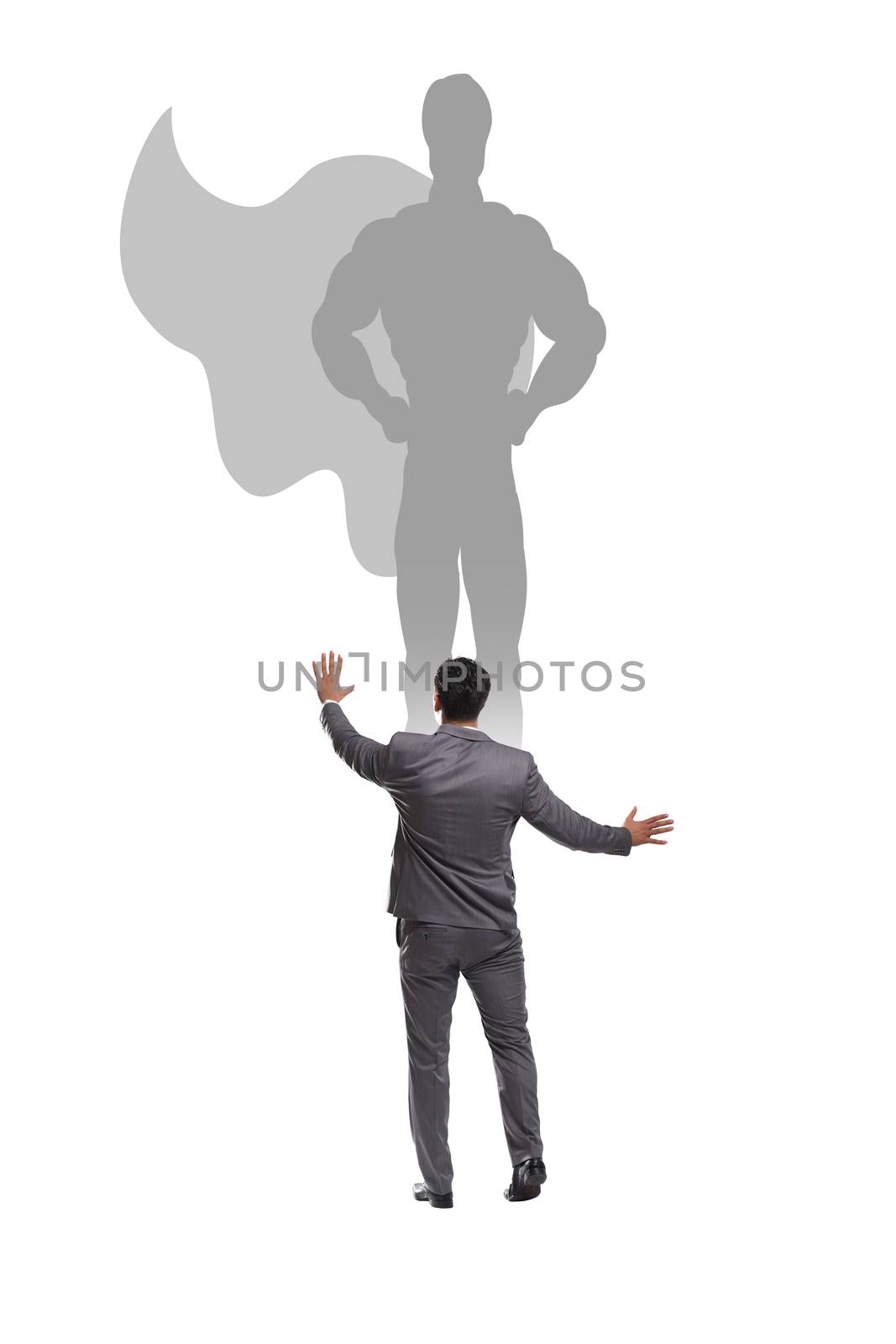 Businessman with aspiration of becoming superhero