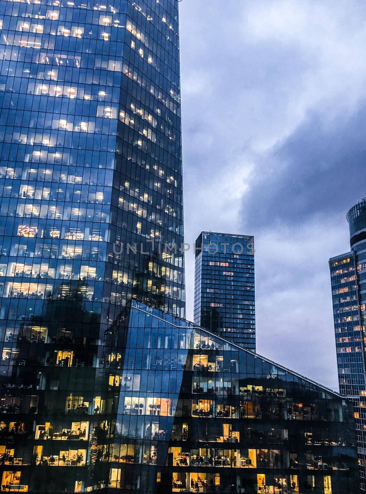 Business office, corporate building and modern architecture concept - Windows of skyscrapers in the financial city center in Europe