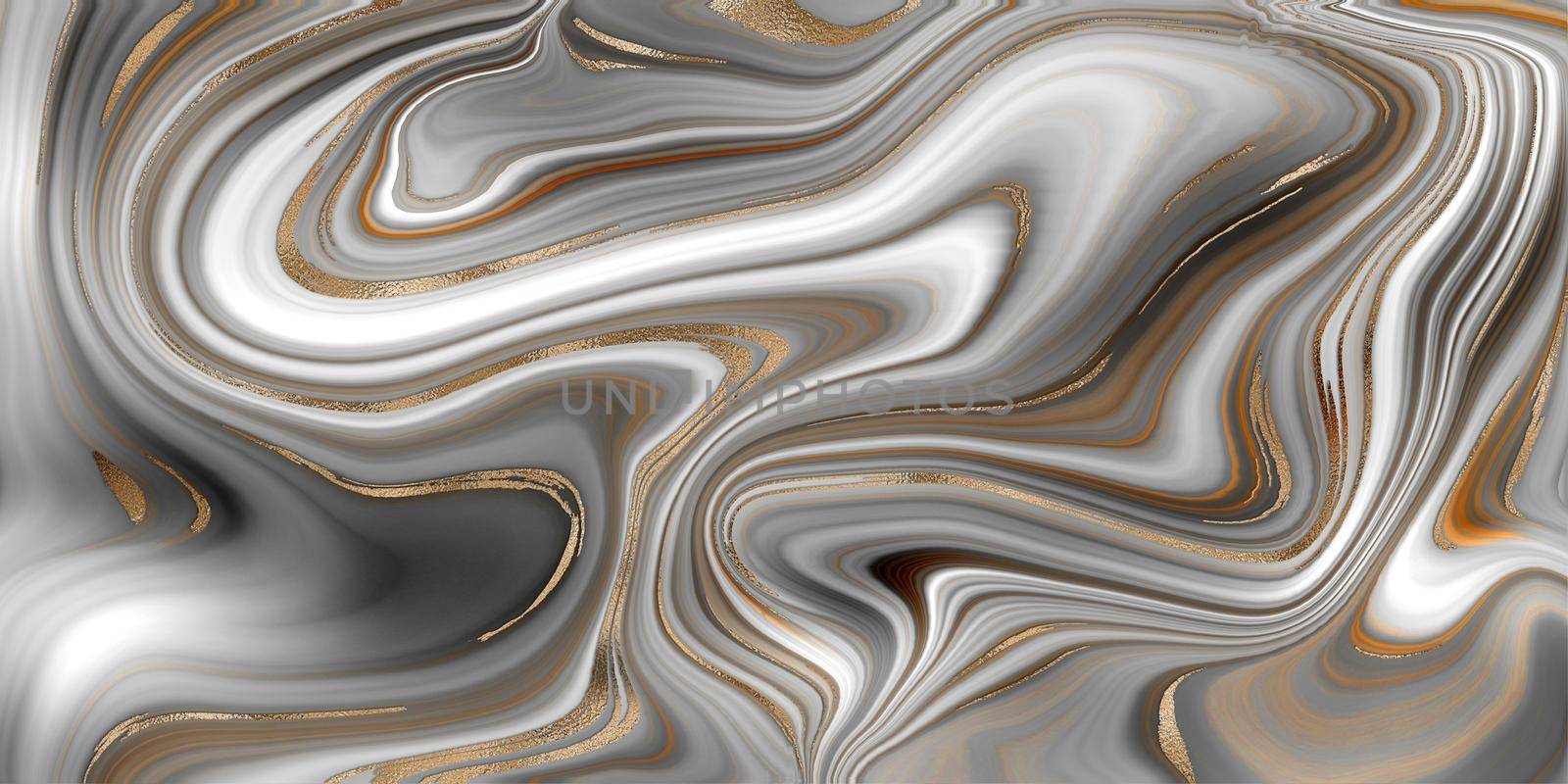 Abstract background in pastel grey colours with gold veins, Marbling agate effect. Illustration