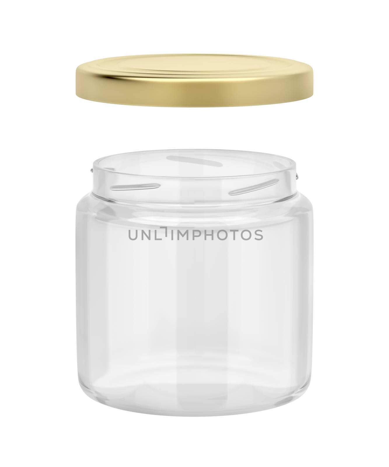 Empty glass jar with golden cap by magraphics