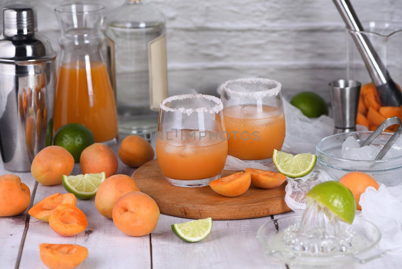 Apricot Margarita - made from freshly made from apricot juice, lime juice and tequila. Enjoy this light, refreshing, summer party cocktail