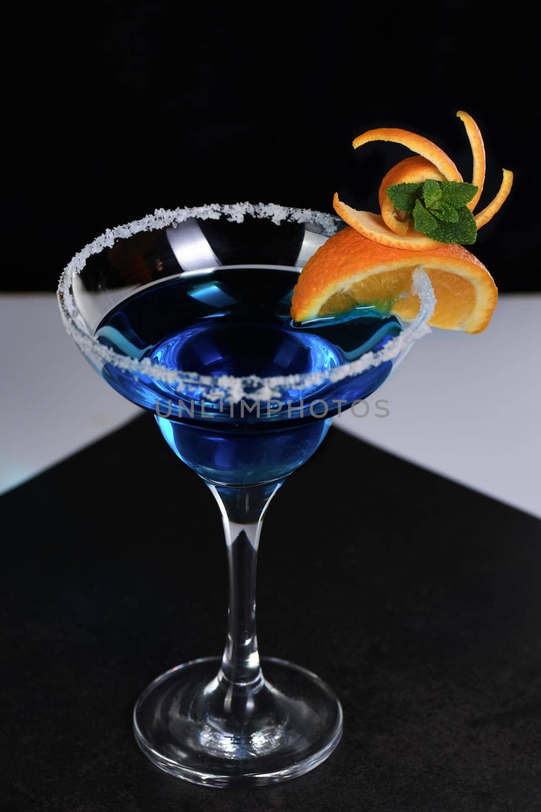 Art in orange- cocktail Blue lagoon by Apolonia