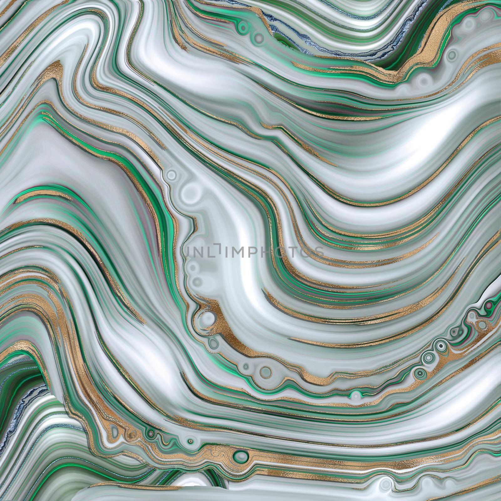 Abstract Agate marble background. Turquoise fluid marbling effect, gold vein. Wavy marbling fluid design in turquoise green grey pastel colours, gold curves. Beautiful elegant design. Illustration