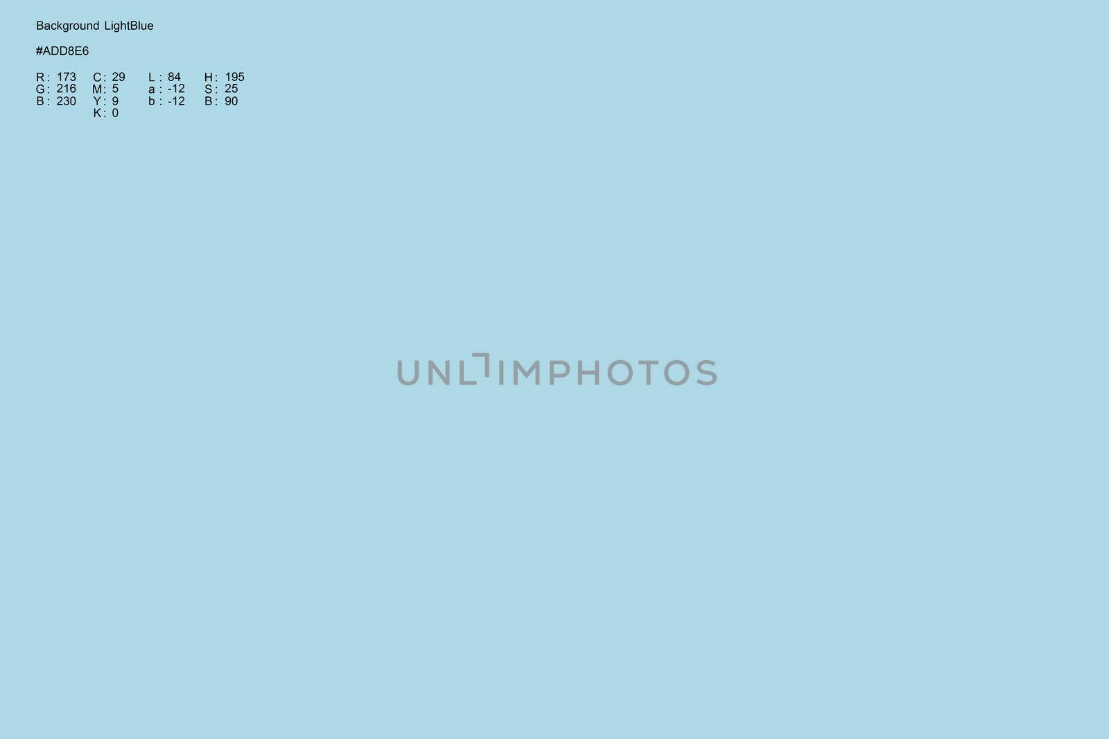 Abstract uniform light blue rectangular background, template for design. Numeric color designation in the upper left corner