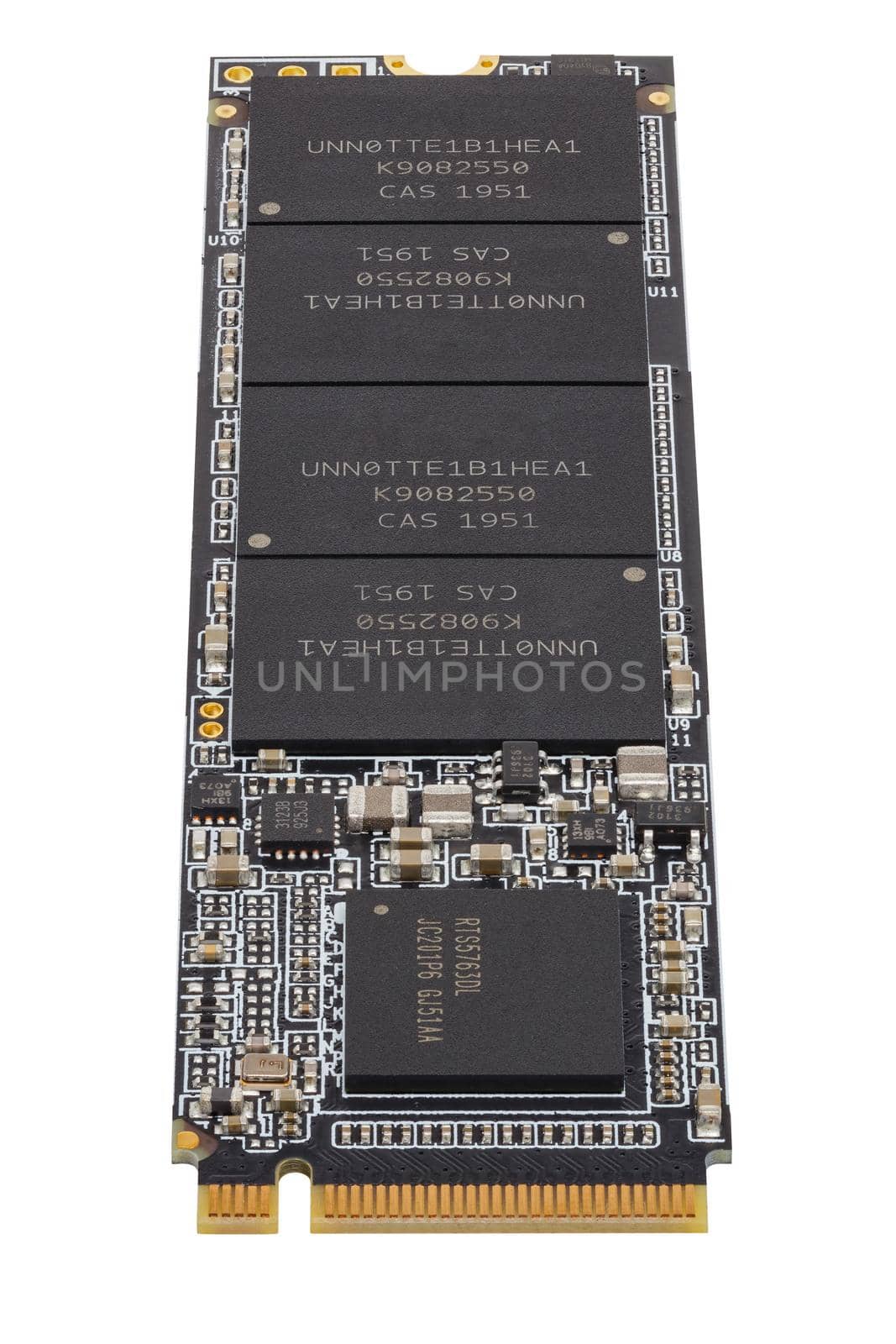 Non-Volatile Memory Next Generation Form Factor solid state drive 2280 3Dnand Single-Level Cell drive stick isolated on white background