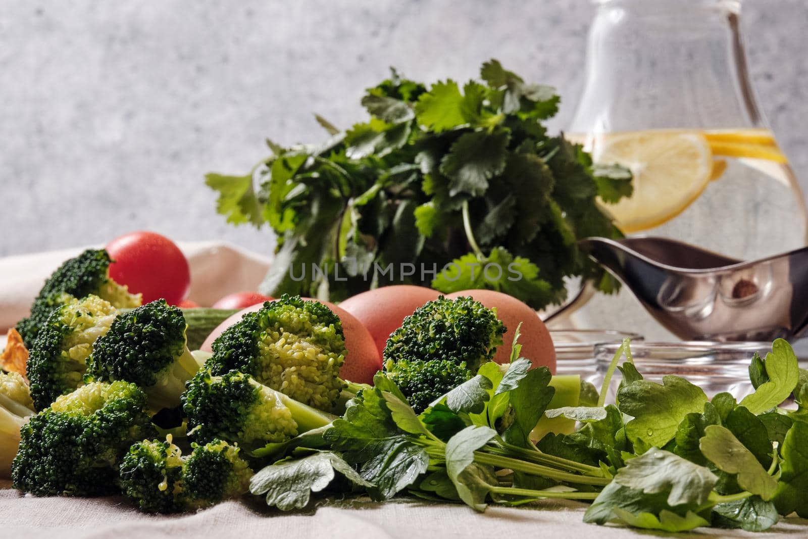 Fresh vegetables on the table for making salad