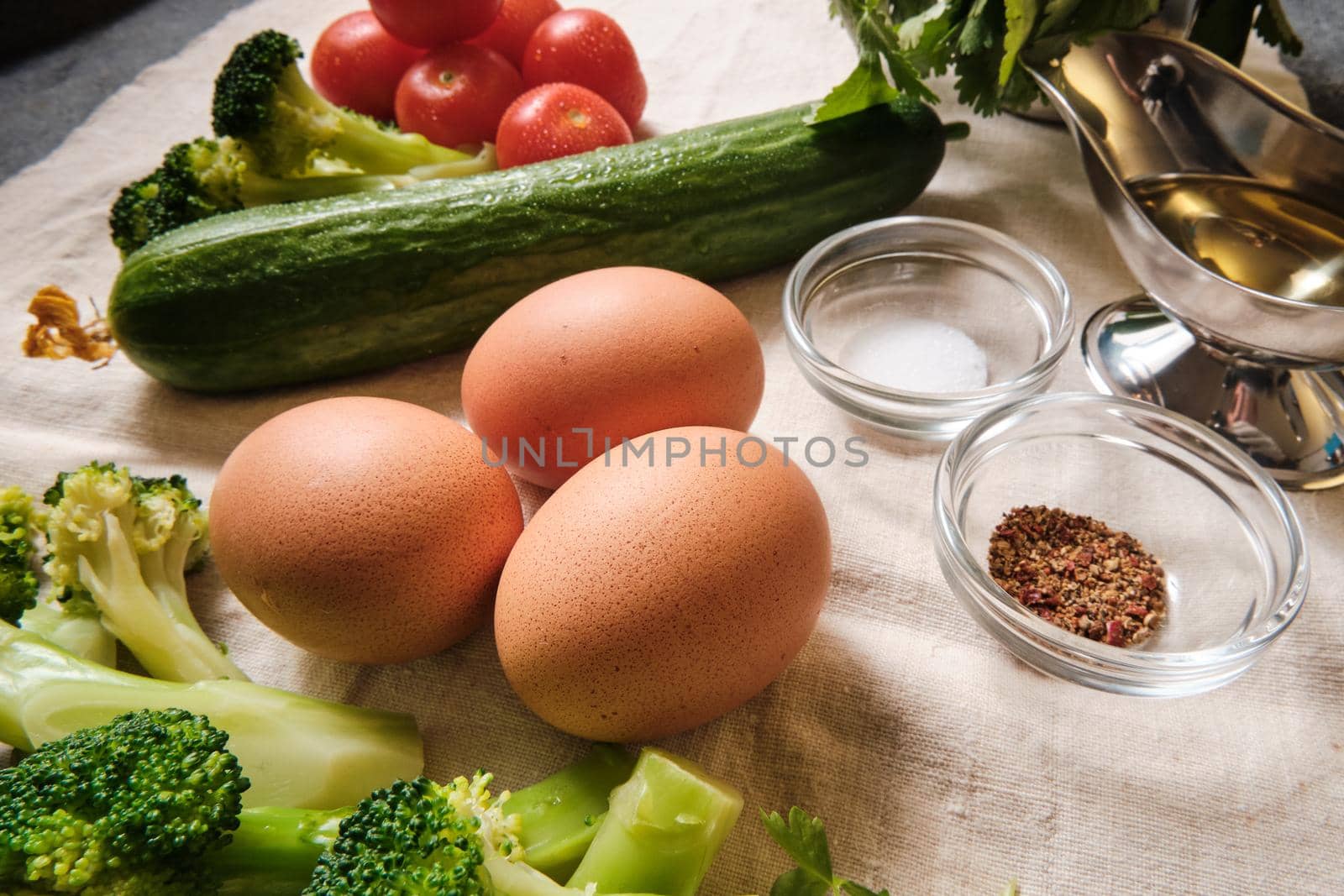 Fresh vegetables on the table for making salad