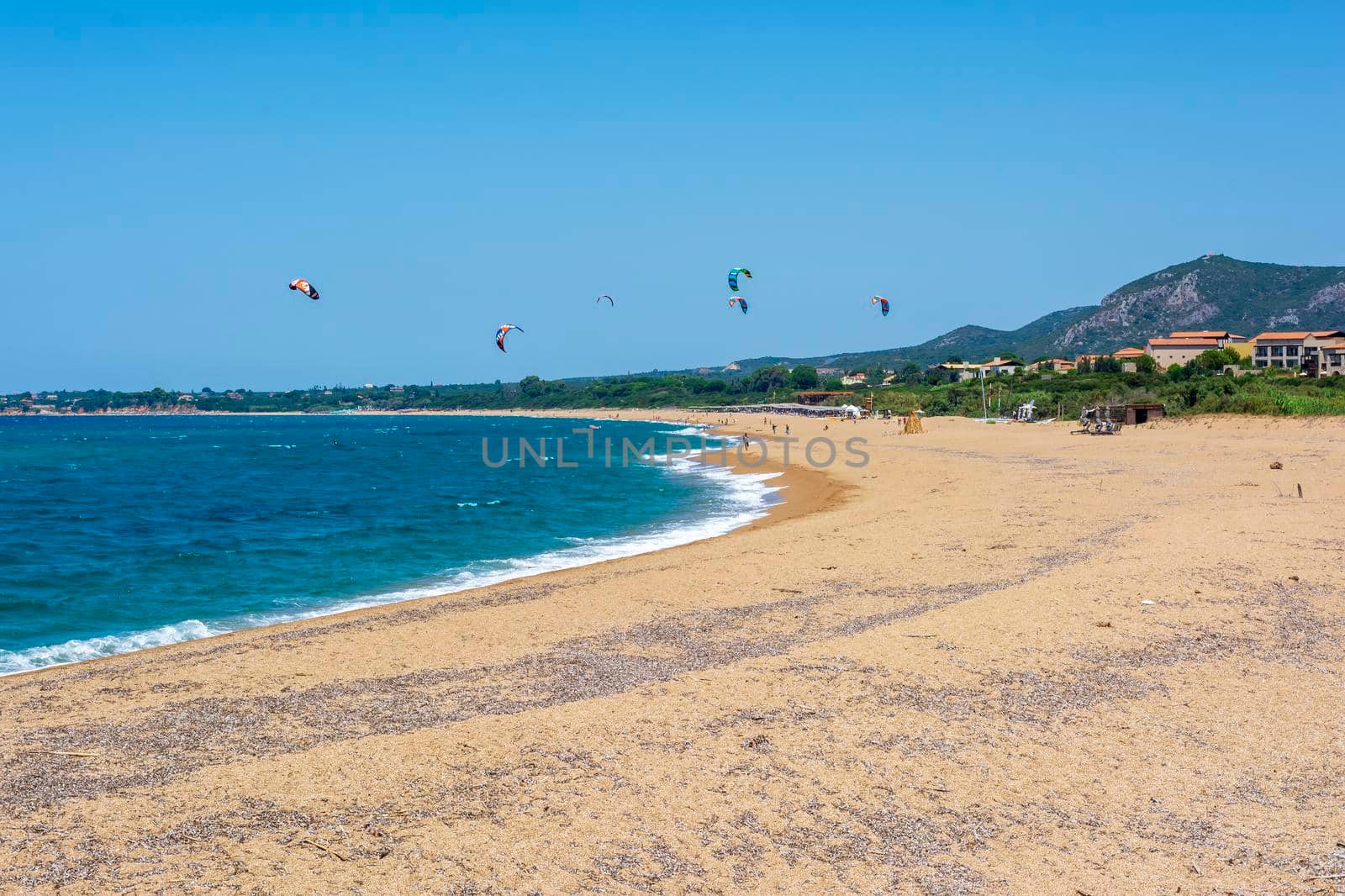 The famous Romanos Beach located near Romanos coastal village and close to the famous Luxury Resort Costa Navarino, a top tourist destination in Messenia Peloponnese, Greece