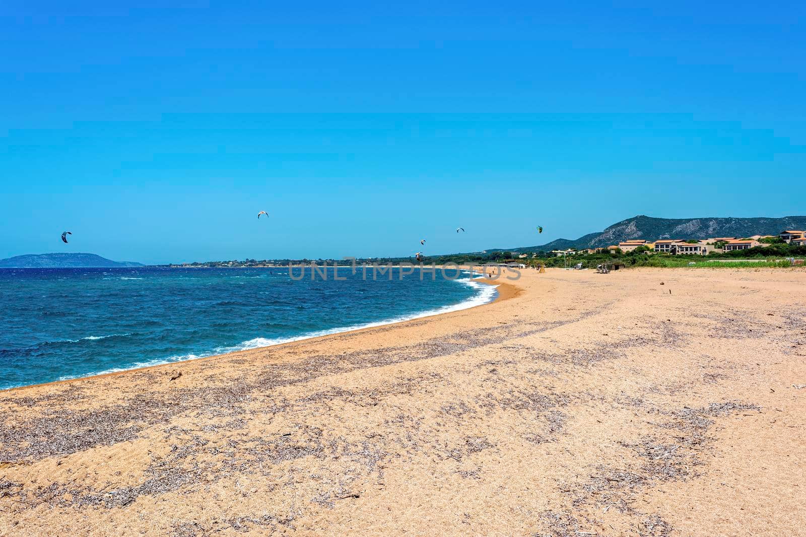 The famous Romanos Beach located near Romanos coastal village and close to the famous Luxury Resort Costa Navarino, a top tourist destination in Messenia Peloponnese, Greece