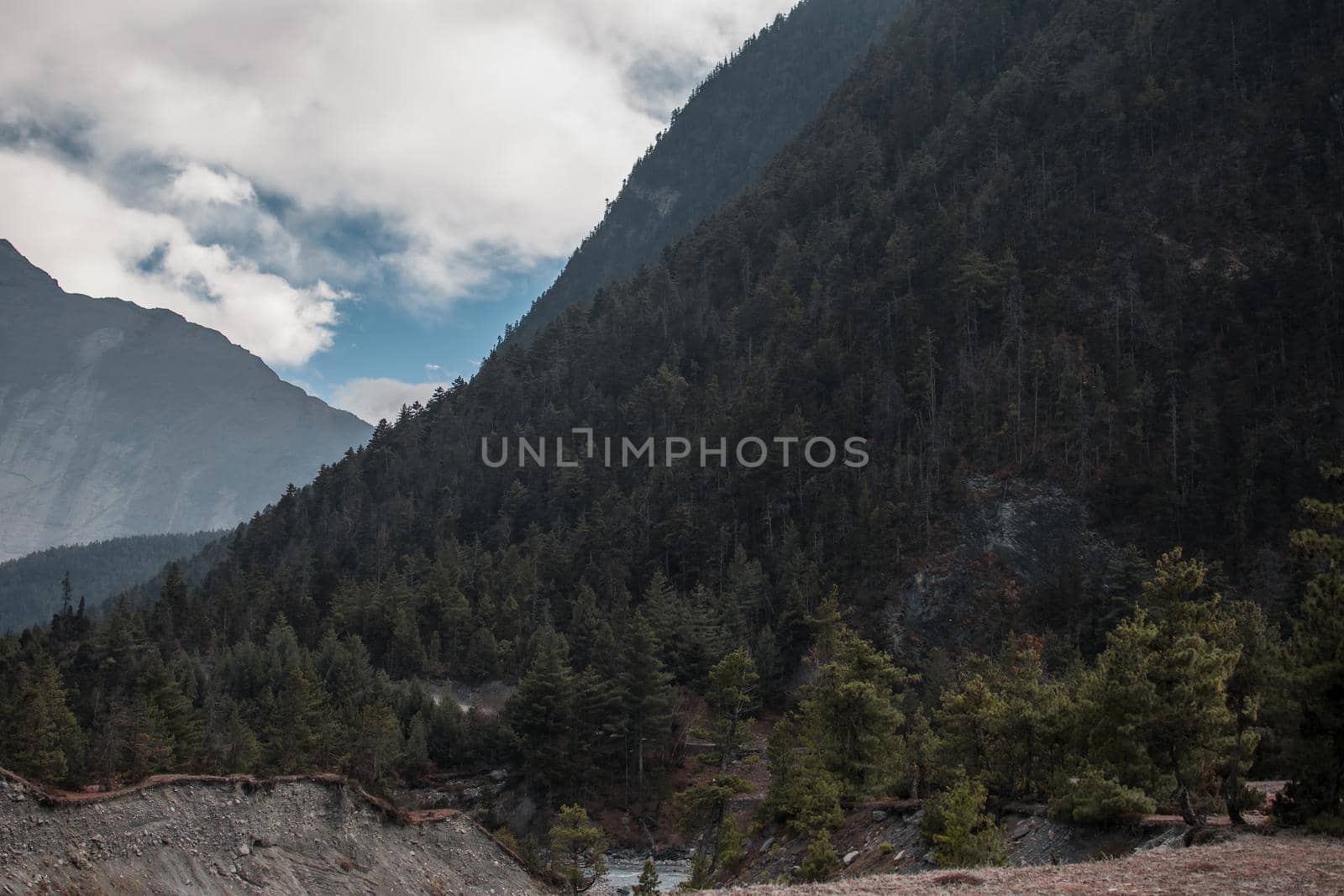 Mountain by Pisang, trekking Annapurna circuit, Himalaya, Nepal, Asia
