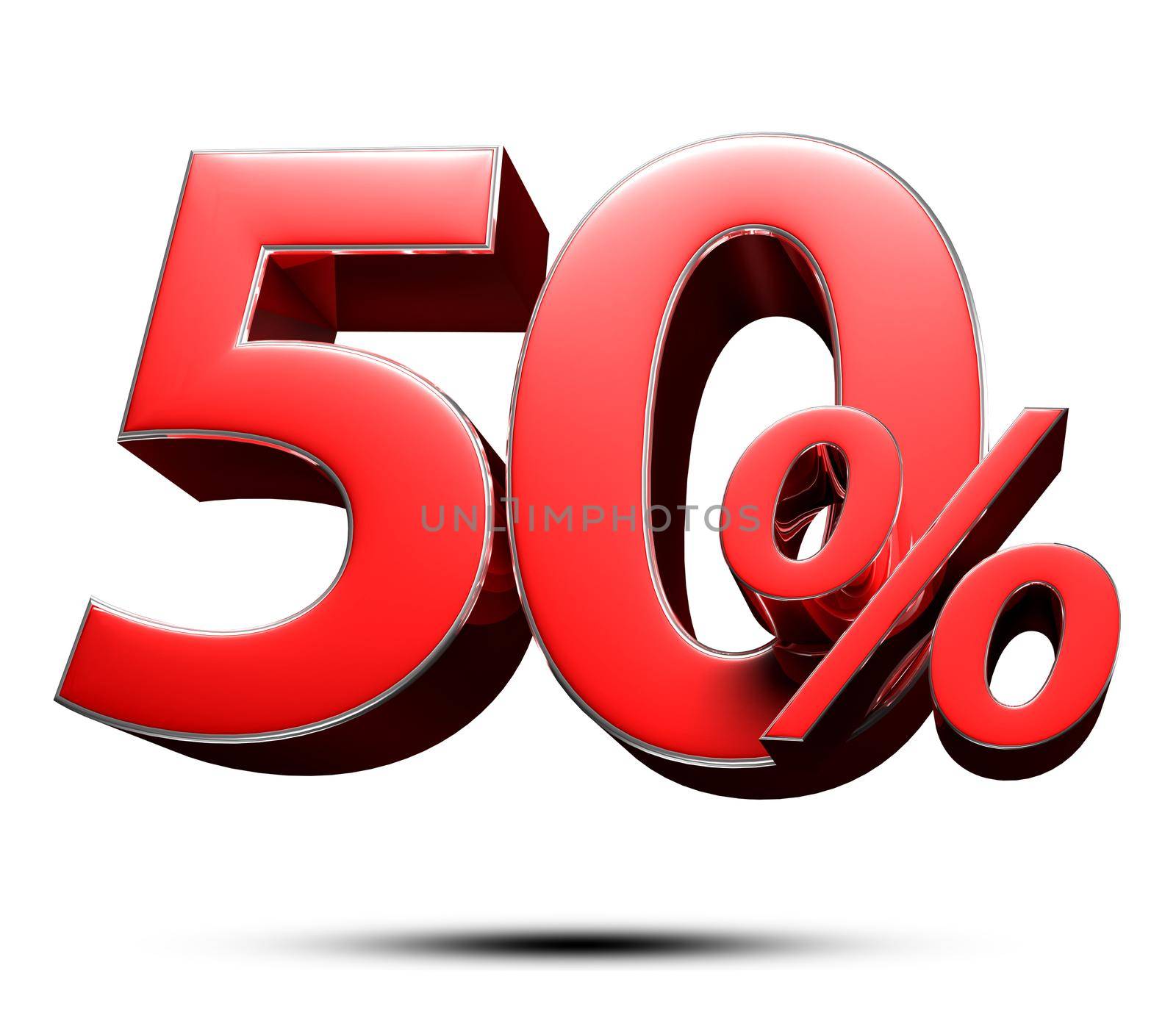 50% 3D illustration on white background with clipping path. by thitimontoyai