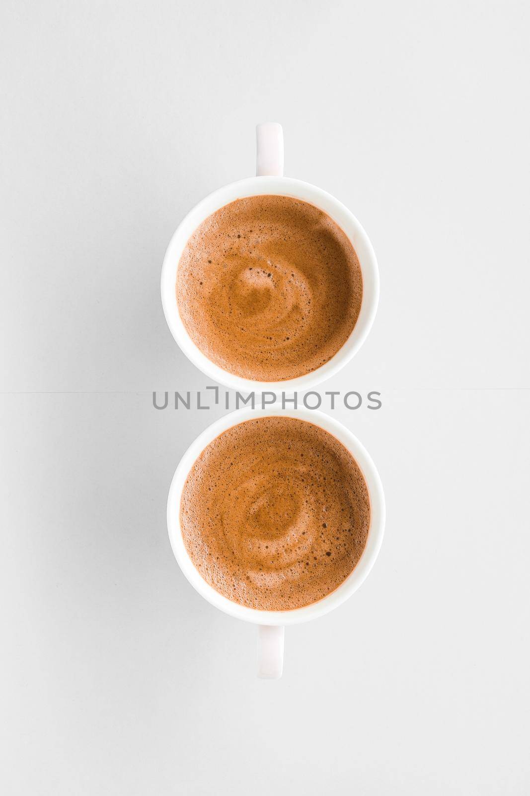 Drinks menu, italian espresso recipe and organic shop concept - Cup of hot french coffee as breakfast drink, flatlay cups on white background