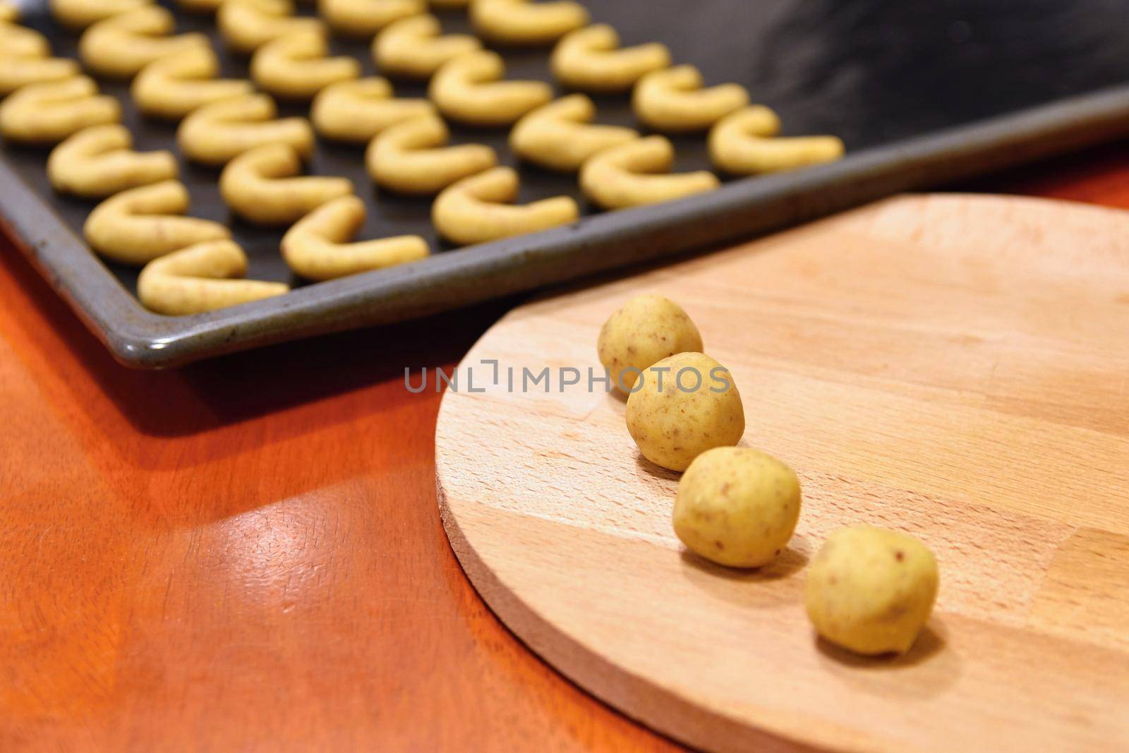 Baking home made Christmas cookies. Classical Czech tradition. Concept for the winter season, food and Christmas holidays.