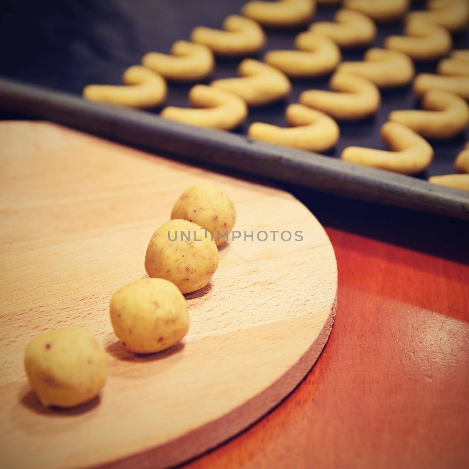 Baking home made Christmas cookies. Classical Czech tradition. Concept for the winter season, food and Christmas holidays.