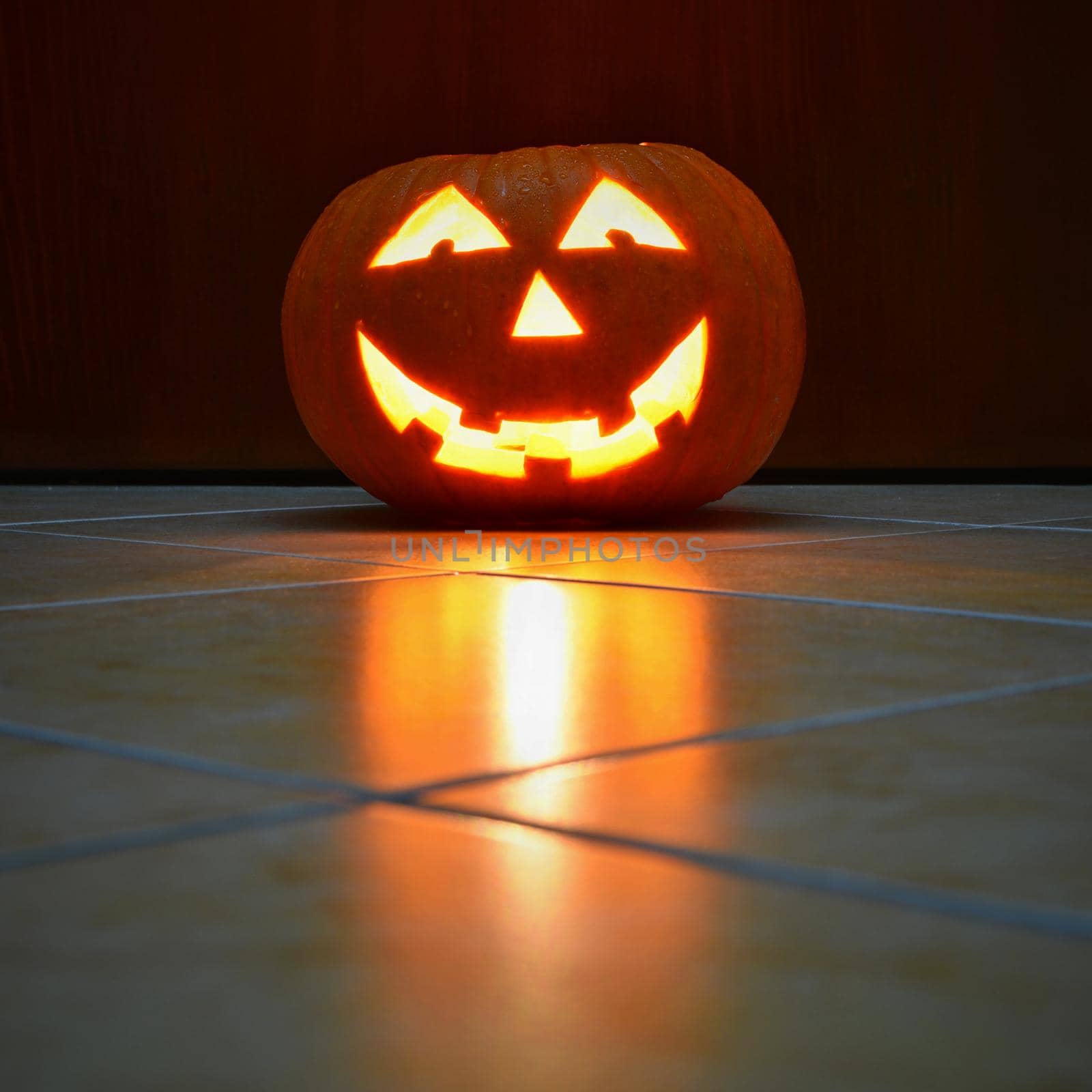 Halloween pumpkin lantern with black background