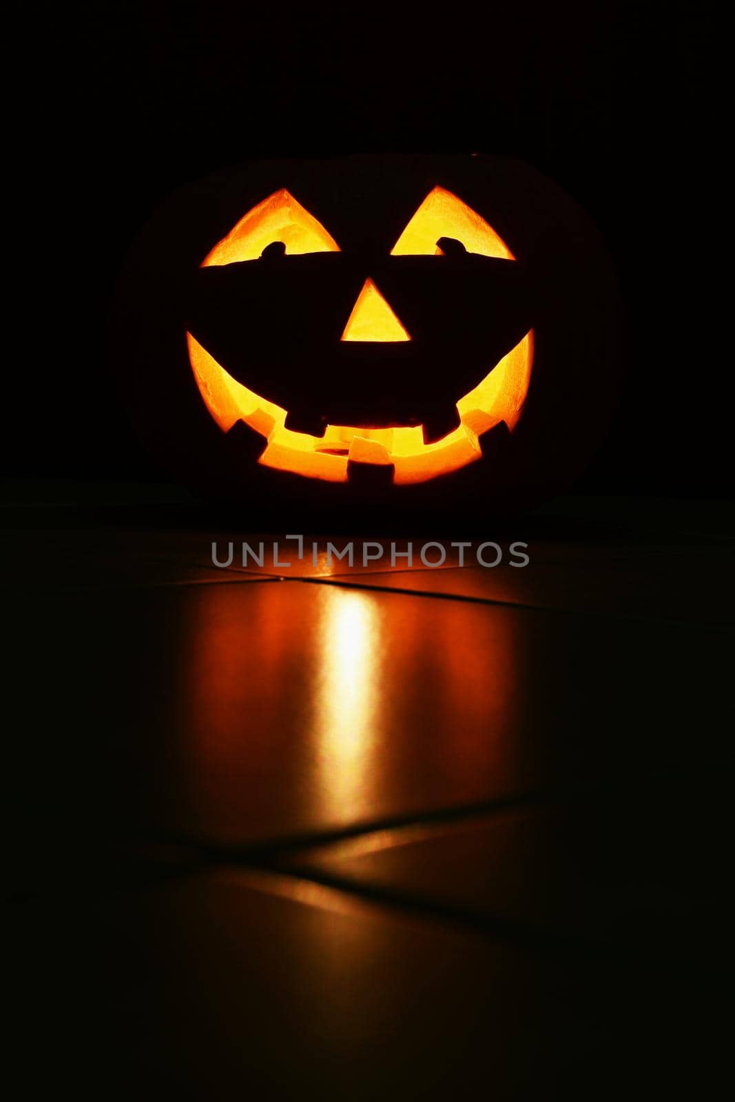 Halloween pumpkin lantern with black background by Montypeter