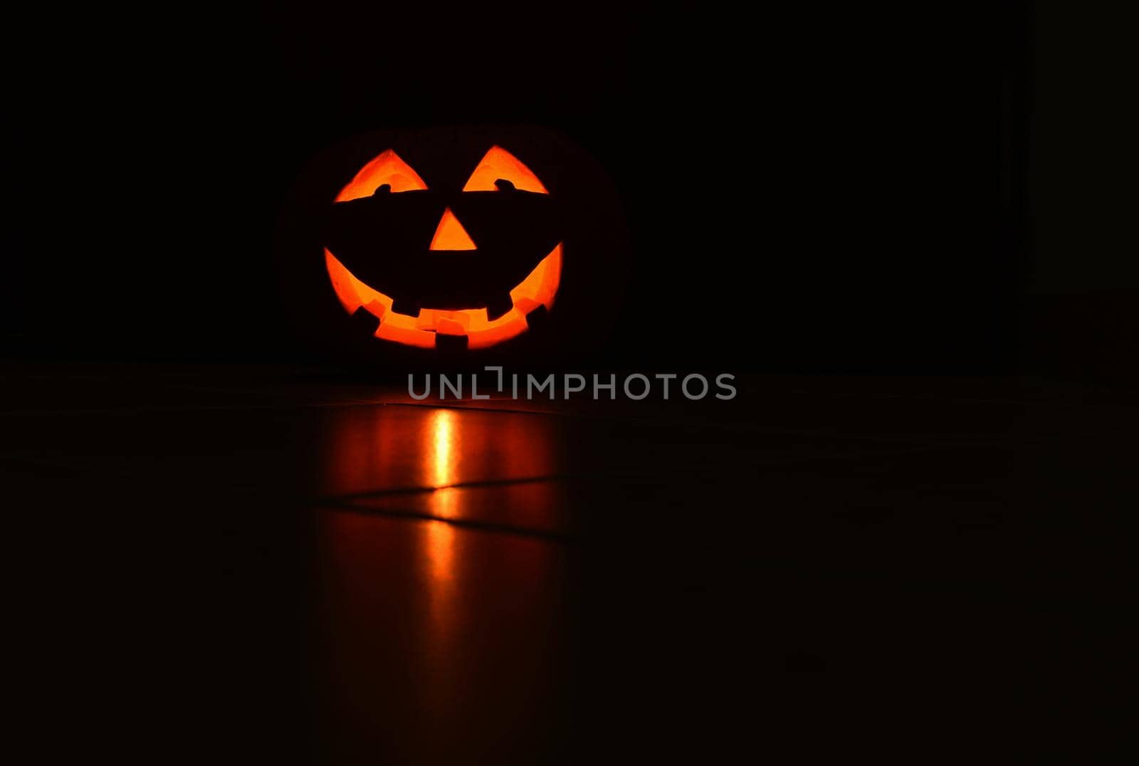 Halloween pumpkin lantern with black background by Montypeter