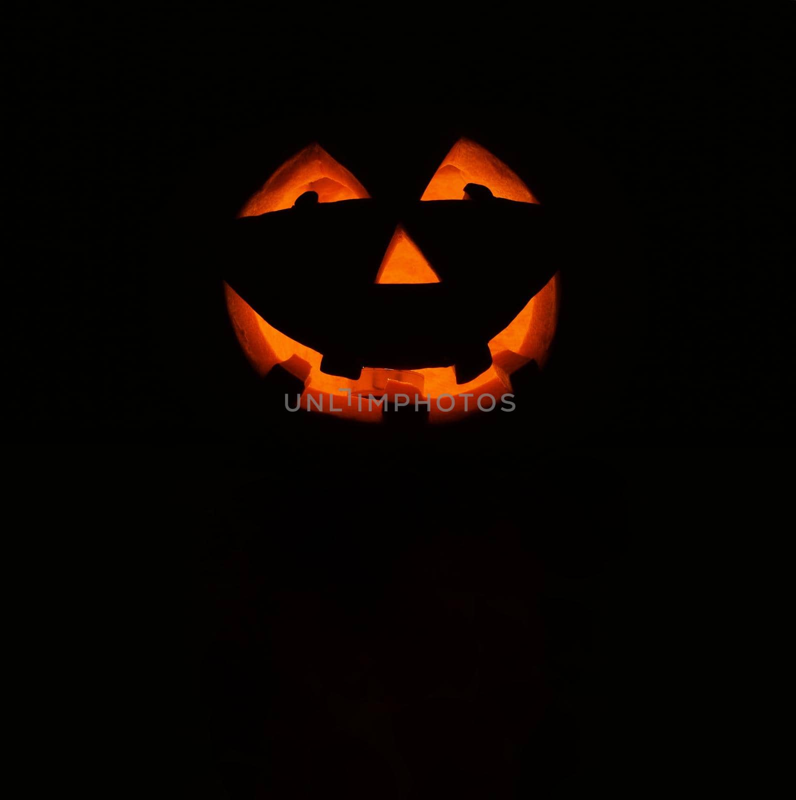 Halloween pumpkin lantern with black background by Montypeter