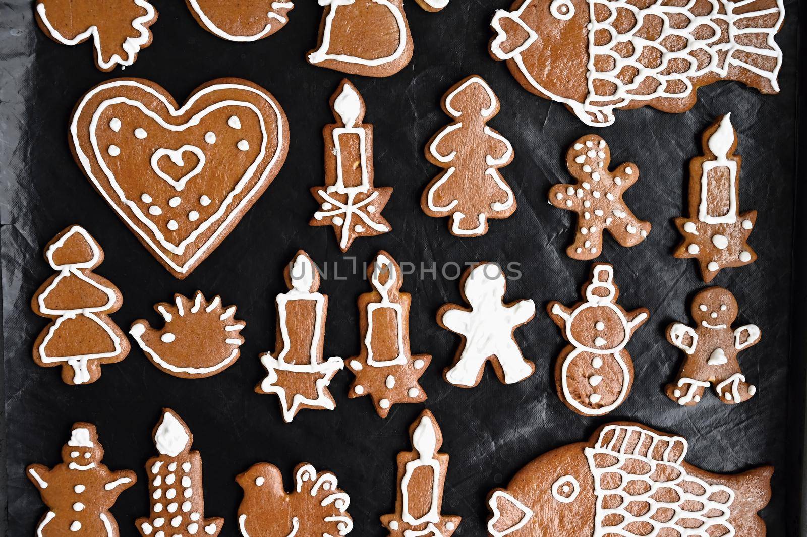 Christmas homemade gingerbread cookies. Festive concept with baking on Christmas time. by Montypeter