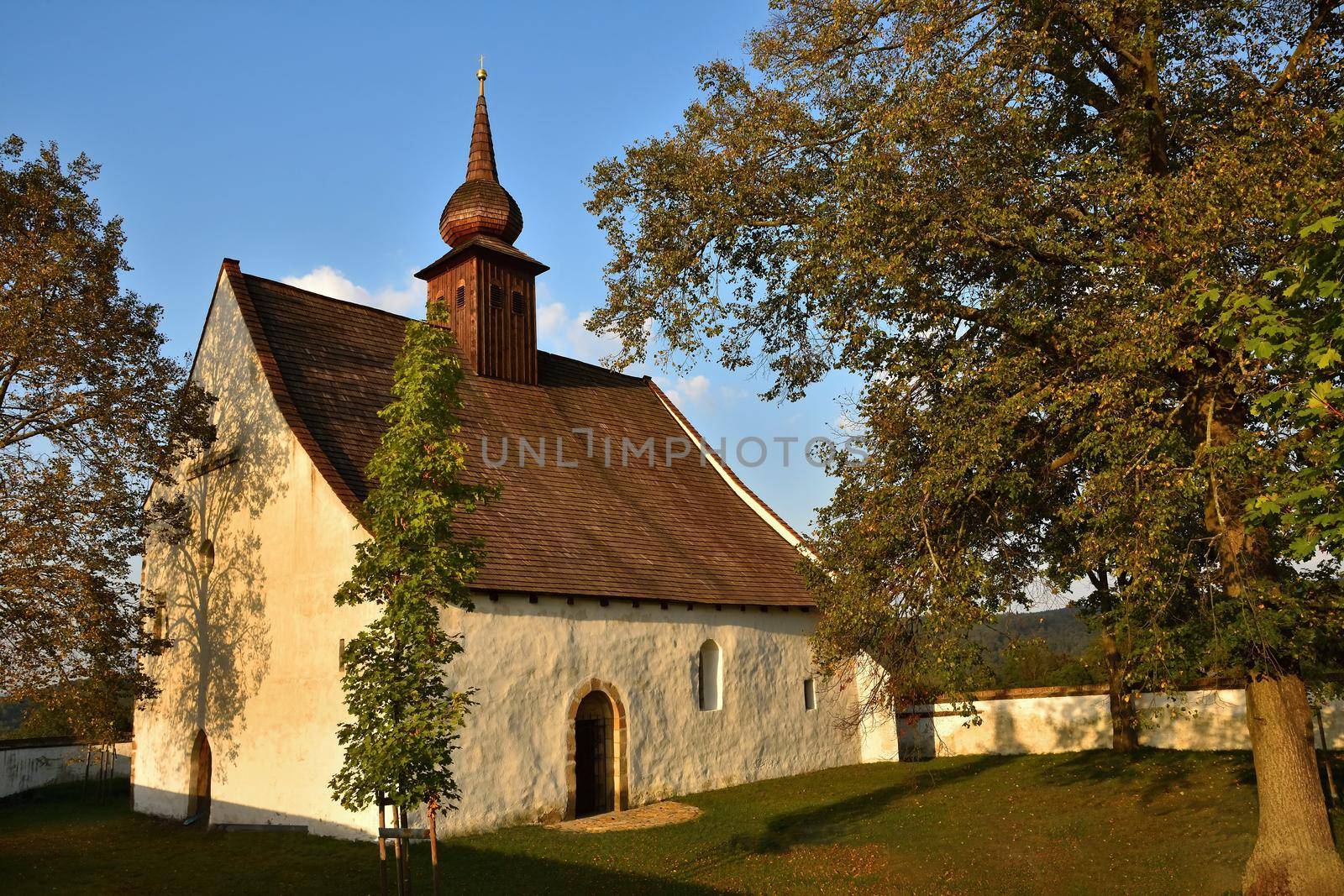 Landscape with a beautiful chapel near castle Veveri. Czech Republic city of Brno. The Chapel of the Mother of God.