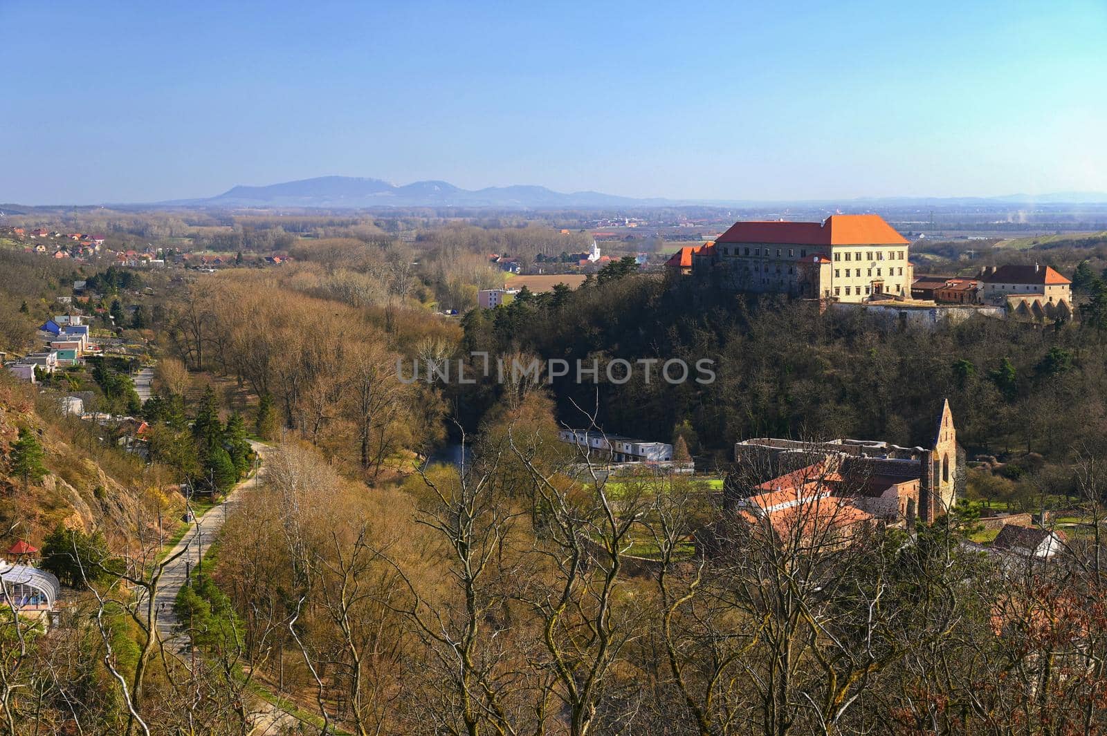 Beautiful old castle with a landscape in the background. Dolni kounice - South Moravia - Czech Republic