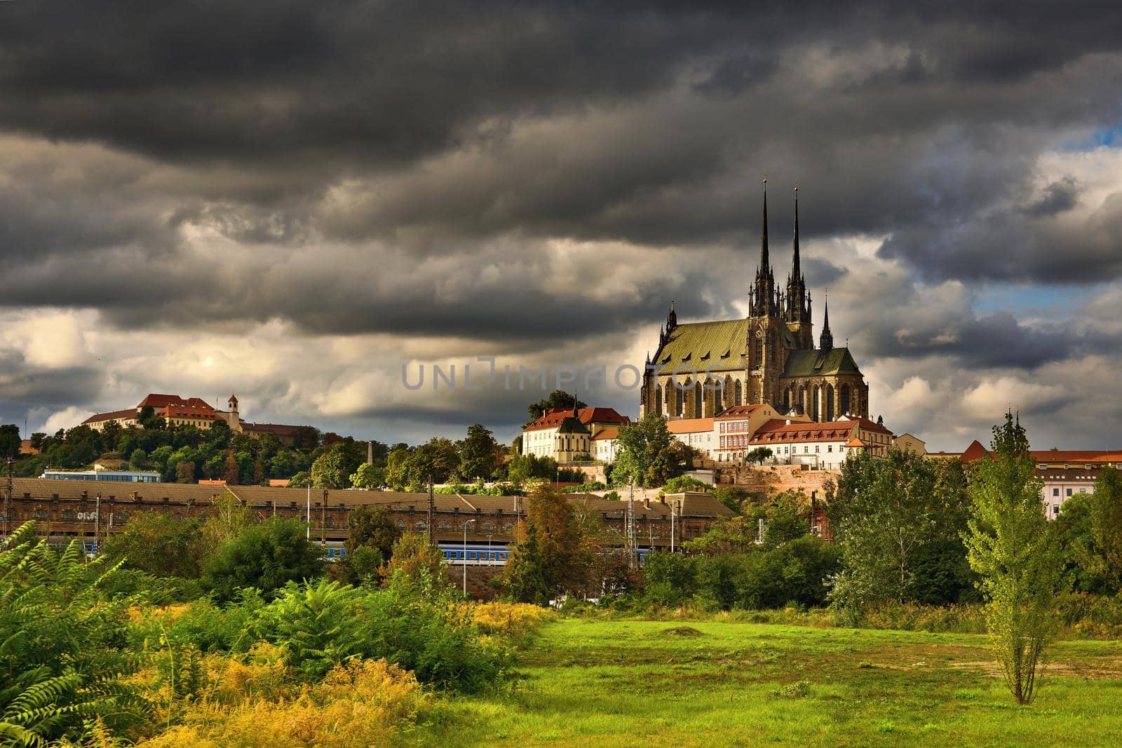 The icons of the Brno city's ancient churches, castles Spilberk. Czech Republic- Europe. HDR - photo. by Montypeter