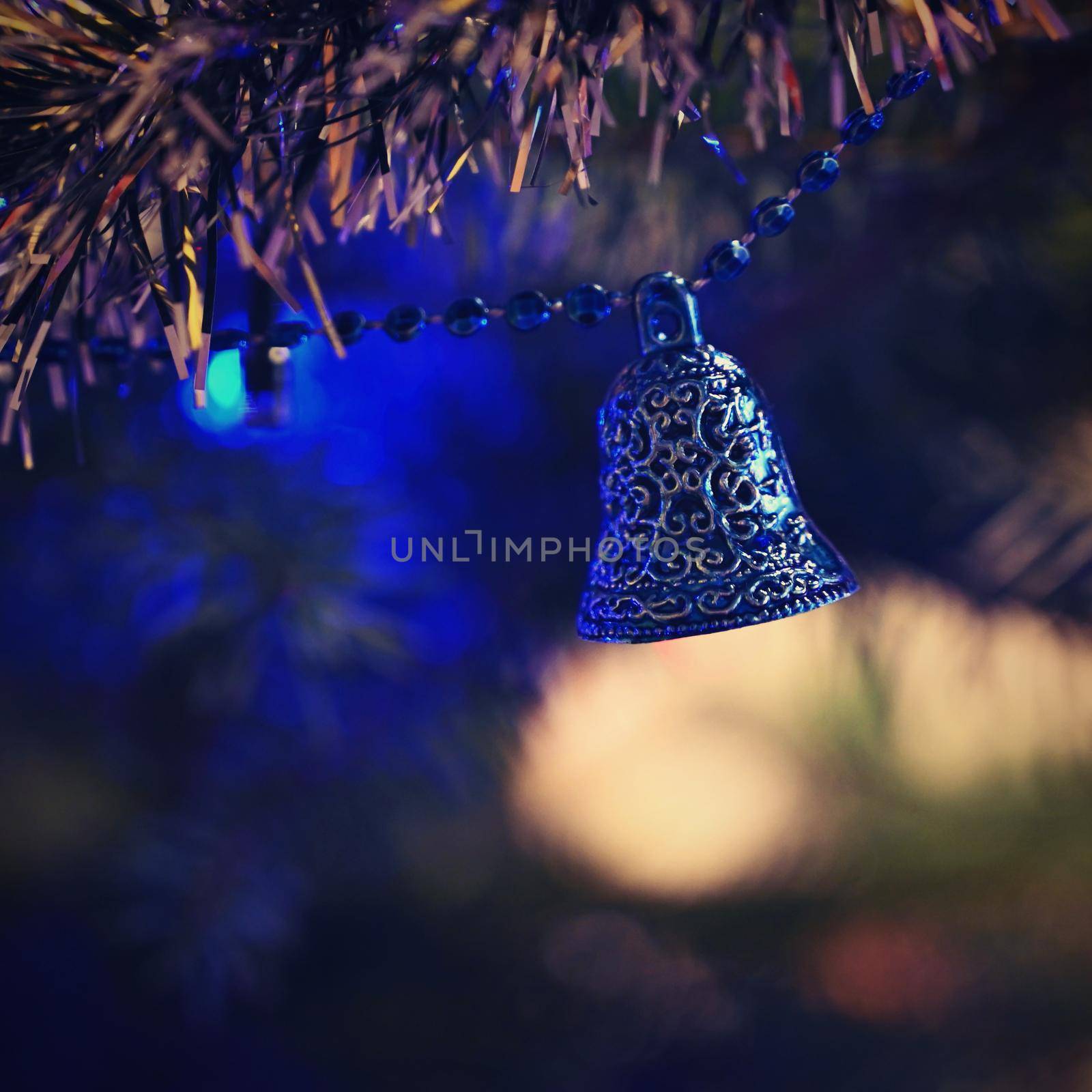 Christmas. Beautiful Christmas ornament on the Christmas tree. Seasonal background for winter holidays. by Montypeter