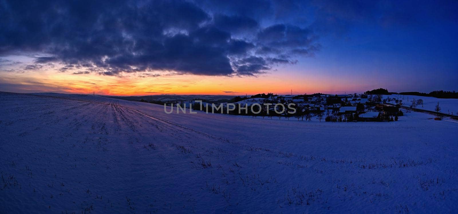 Beautiful winter landscape. Highland - Czech Republic.
