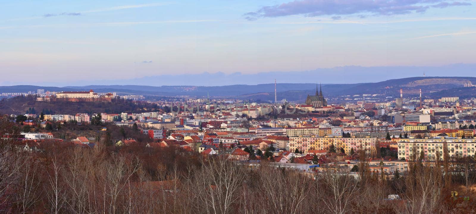 The city of Brno, Czech Republic-Europe. Top view of the city with monuments and roofs. panorama photo