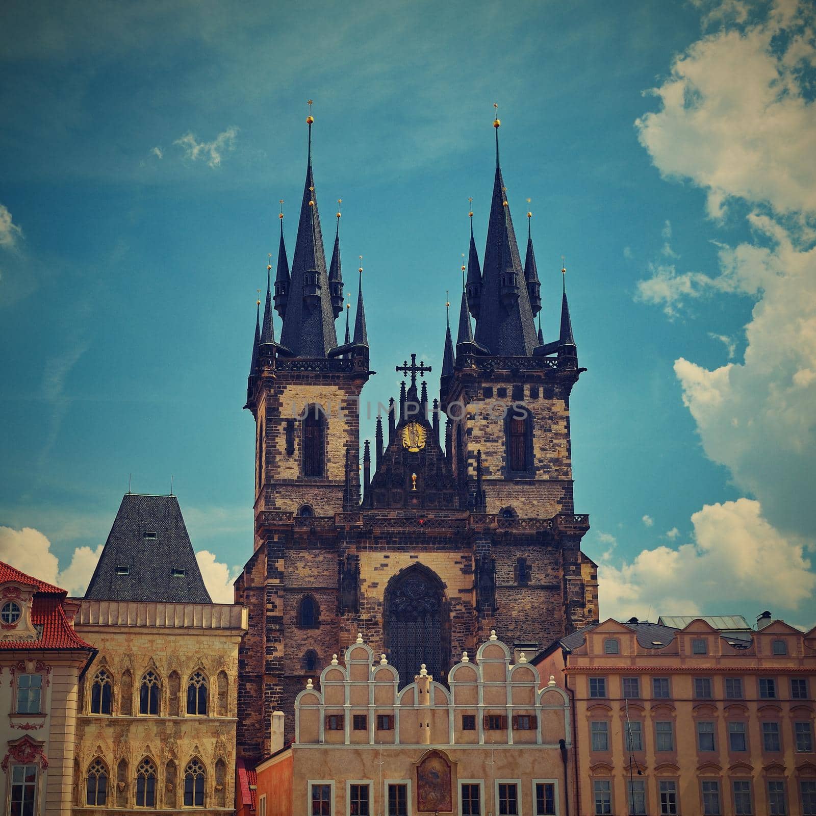 Prague, capital of the Czech Republic. Scenic sunset view of the Old Town pier architecture and Charles Bridge over Vltava river. 