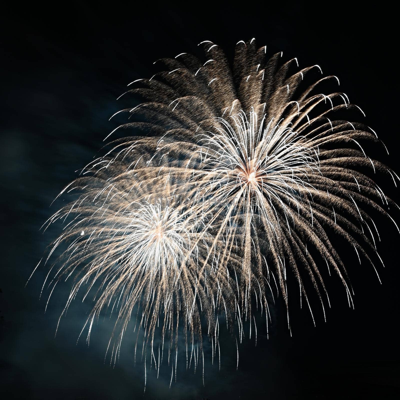 International competition of fireworks over the water surface. Brno Dam-Czech Republic-Brno. Beautiful colorful abstract fireworks. Concept for celebrations and holidays. by Montypeter