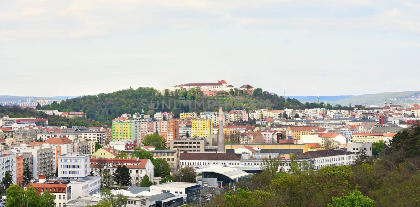 The city of Brno, Czech Republic-Europe. Top view of the city with monuments and roofs. Beautiful old castle - Spilberk