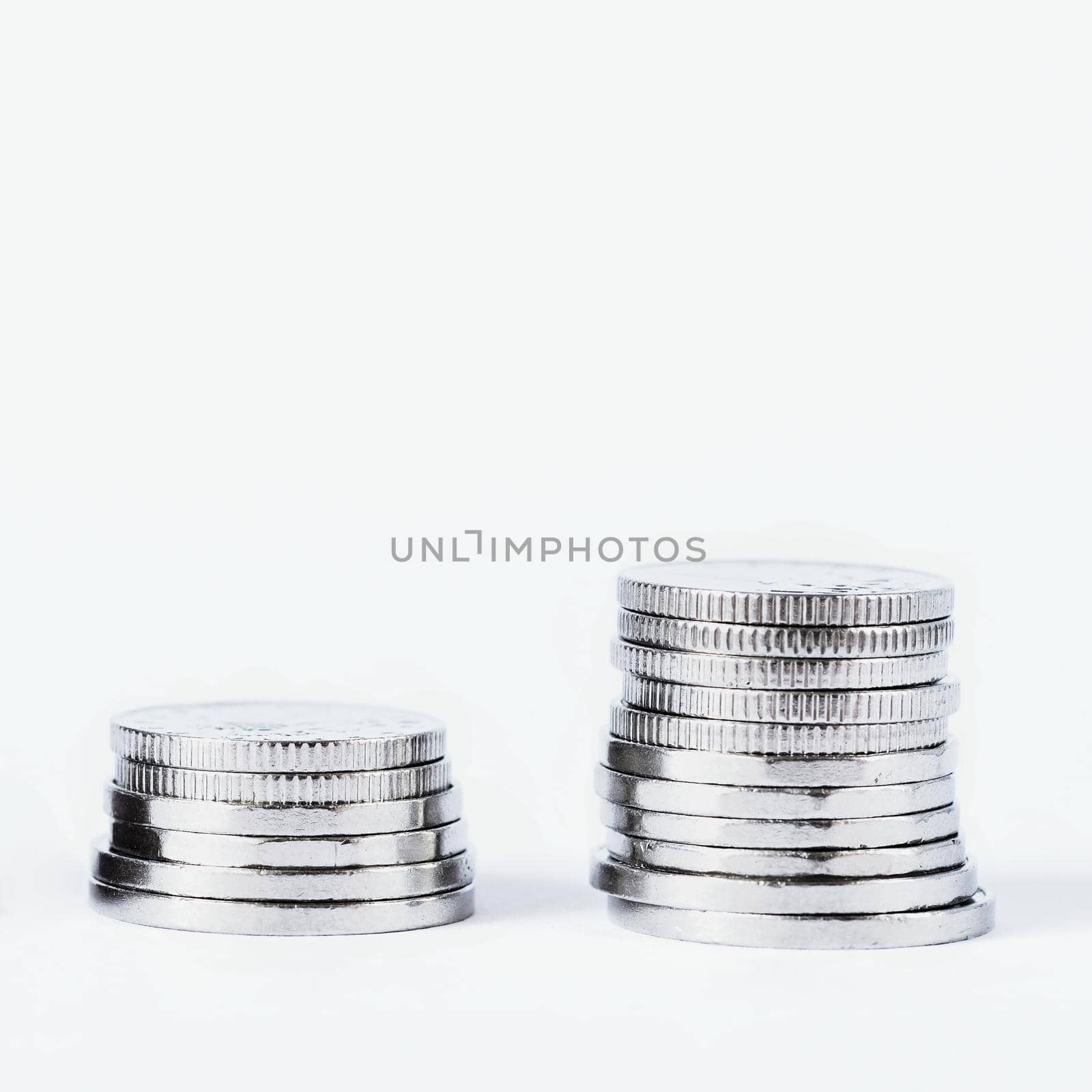 Small money - coins. Czech crown.Isolated on a clean white background