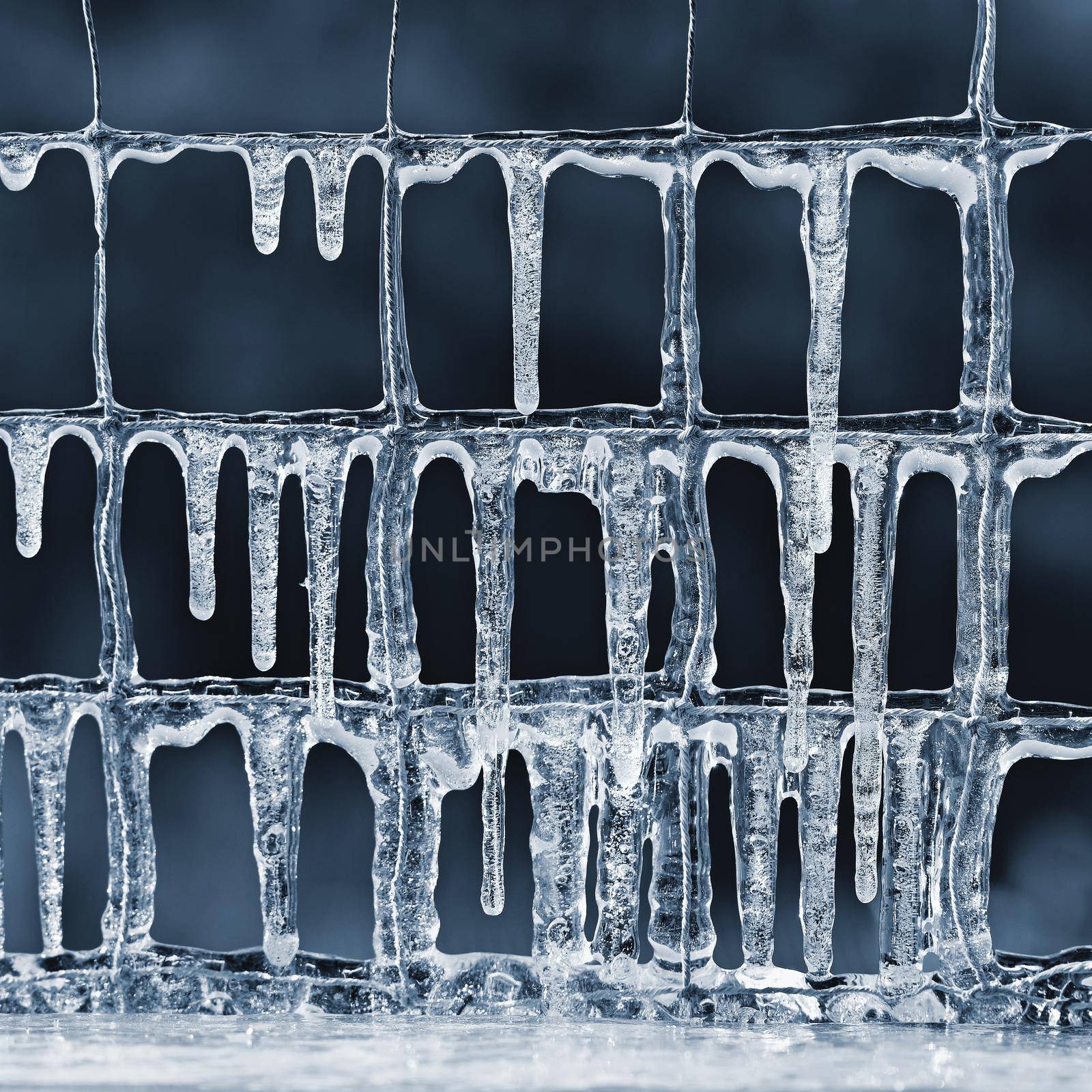 Beautiful icicles in winter. Concept for winter and frost.