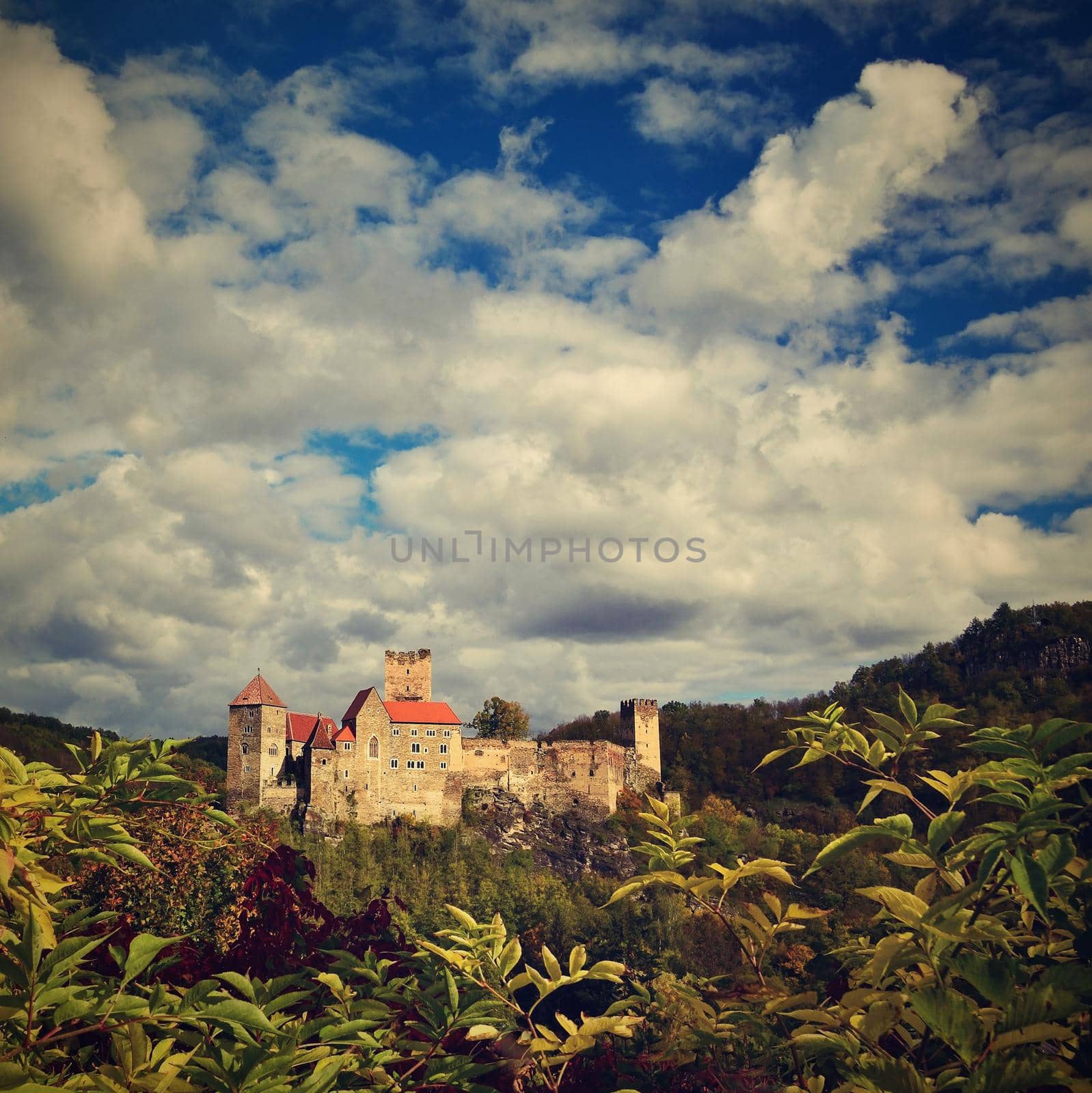 Beautiful autumn landscape in Austria with a nice old Hardegg castle. by Montypeter