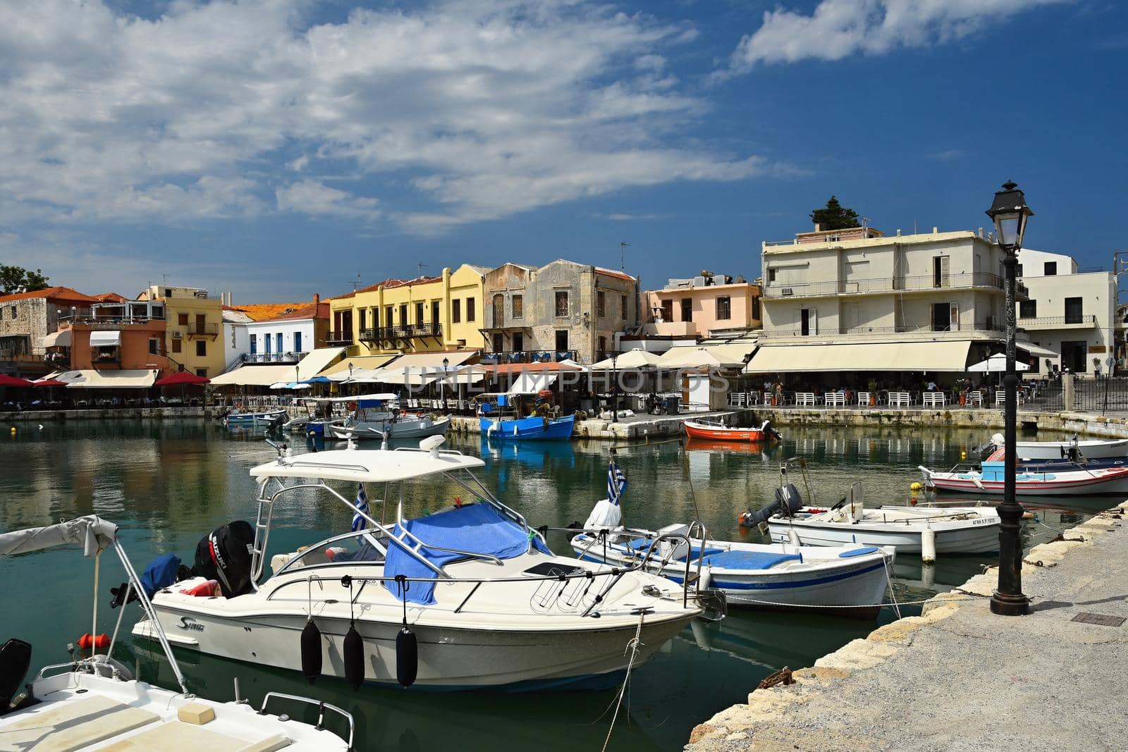 20th August 2017 Rethymno Crete, Greece. Old Venetian harbor of Rethimno.  