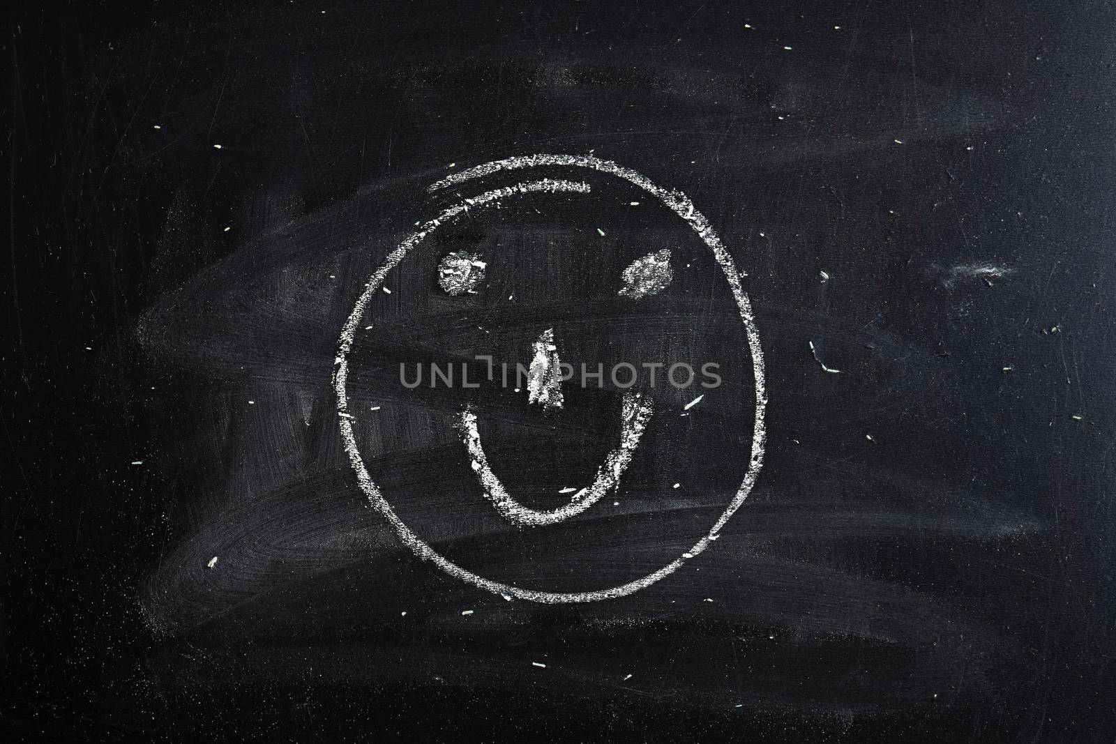 Smile sign (smiley) on a blackboard