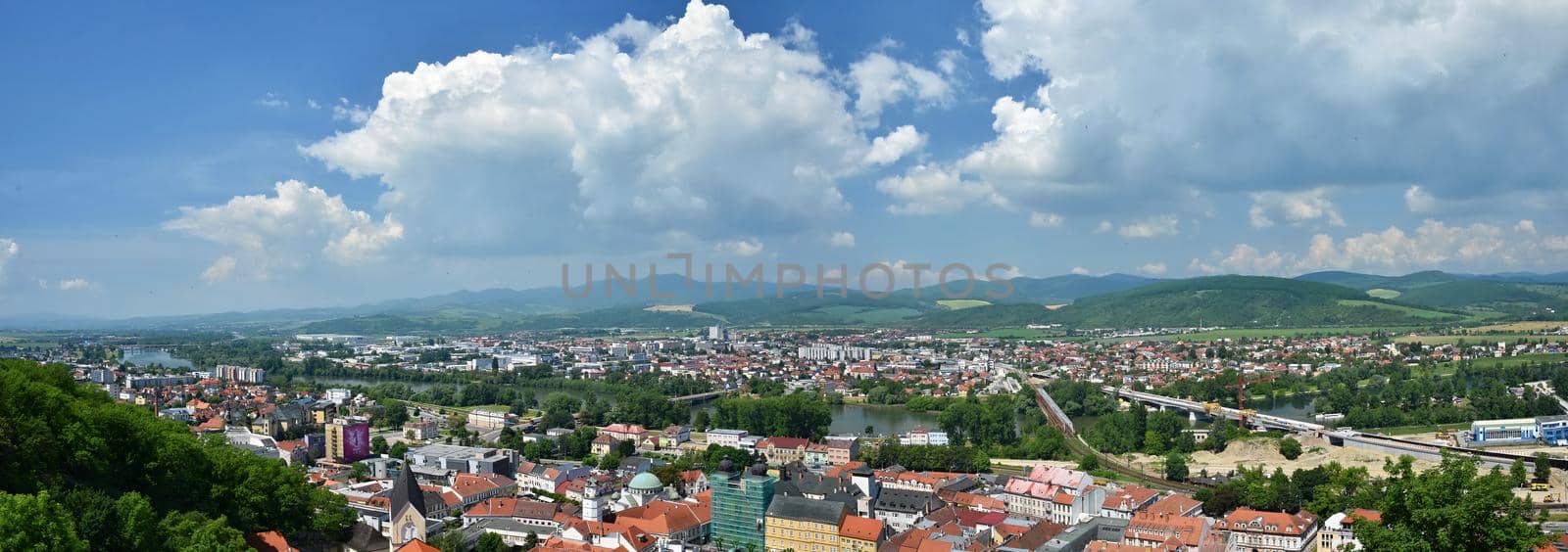 Panorama Trencin, city in Slovakia in Povazie region.Europe. by Montypeter