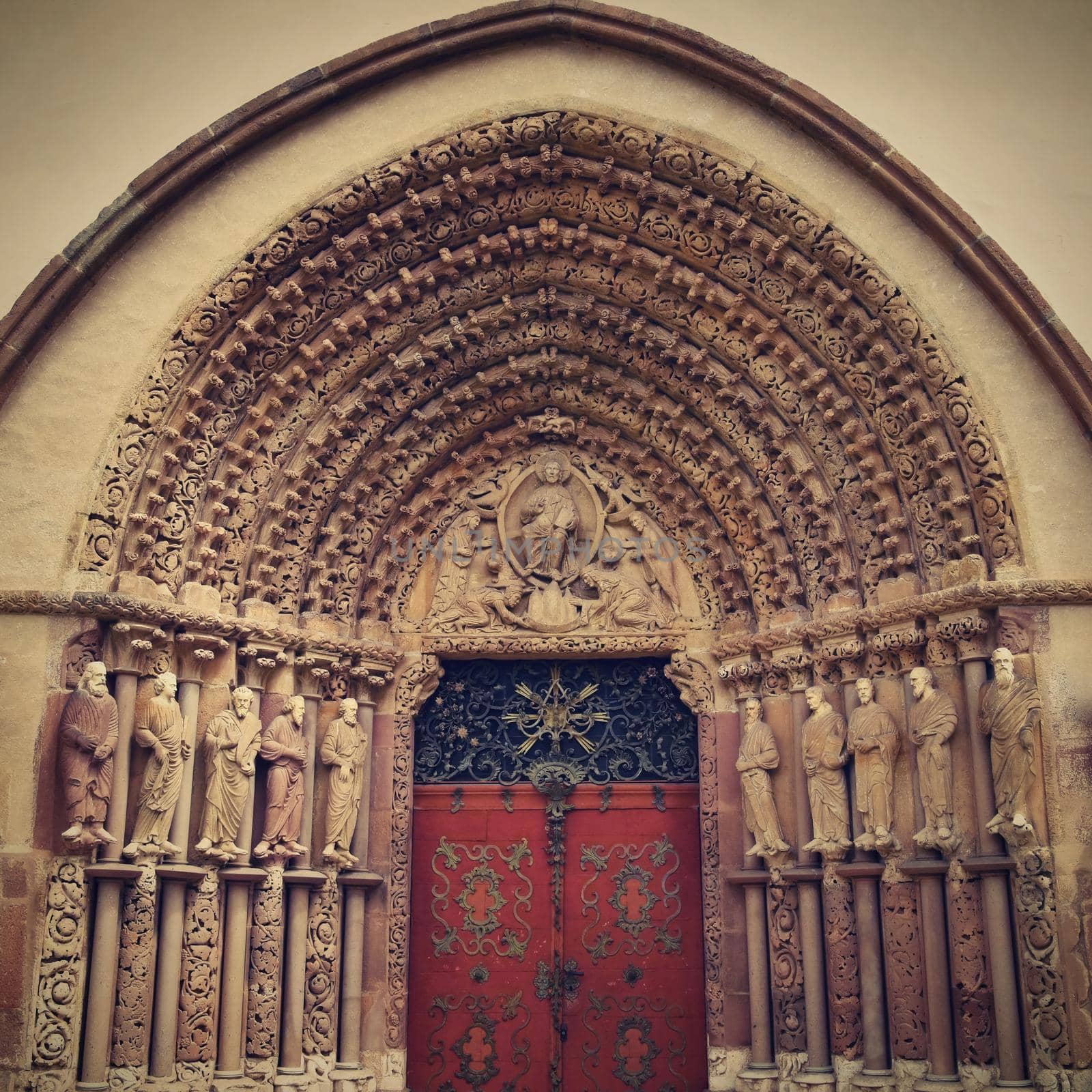 Porta Coeli. Gothic portal of the Romanesque-Gothic Basilica of the Assumption of the Virgin Mary, Czech Republic, built in 1230 by Montypeter