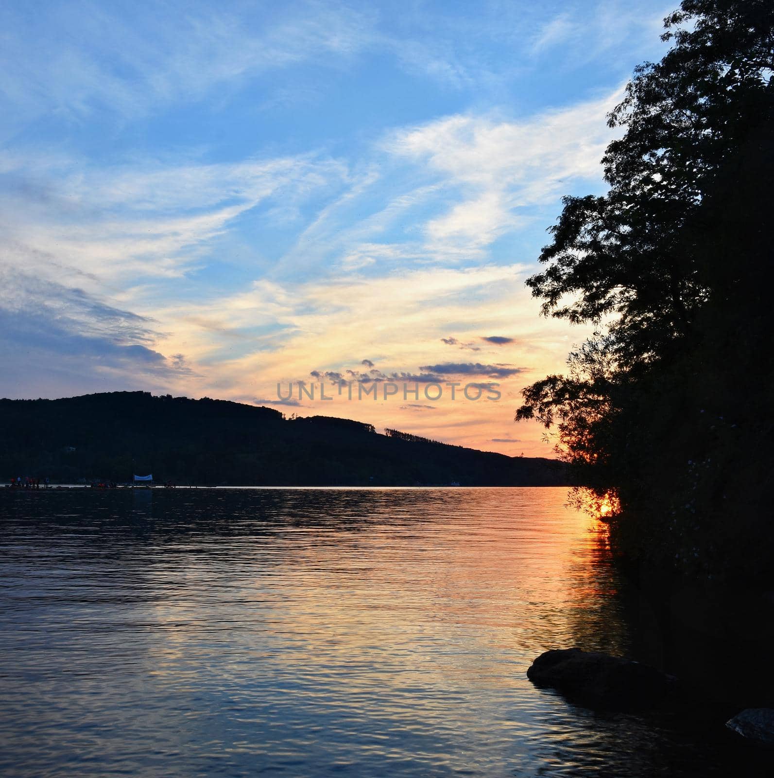 Beautiful sunset on the water.Brno dam. Brno - Czech Republic - Europe.