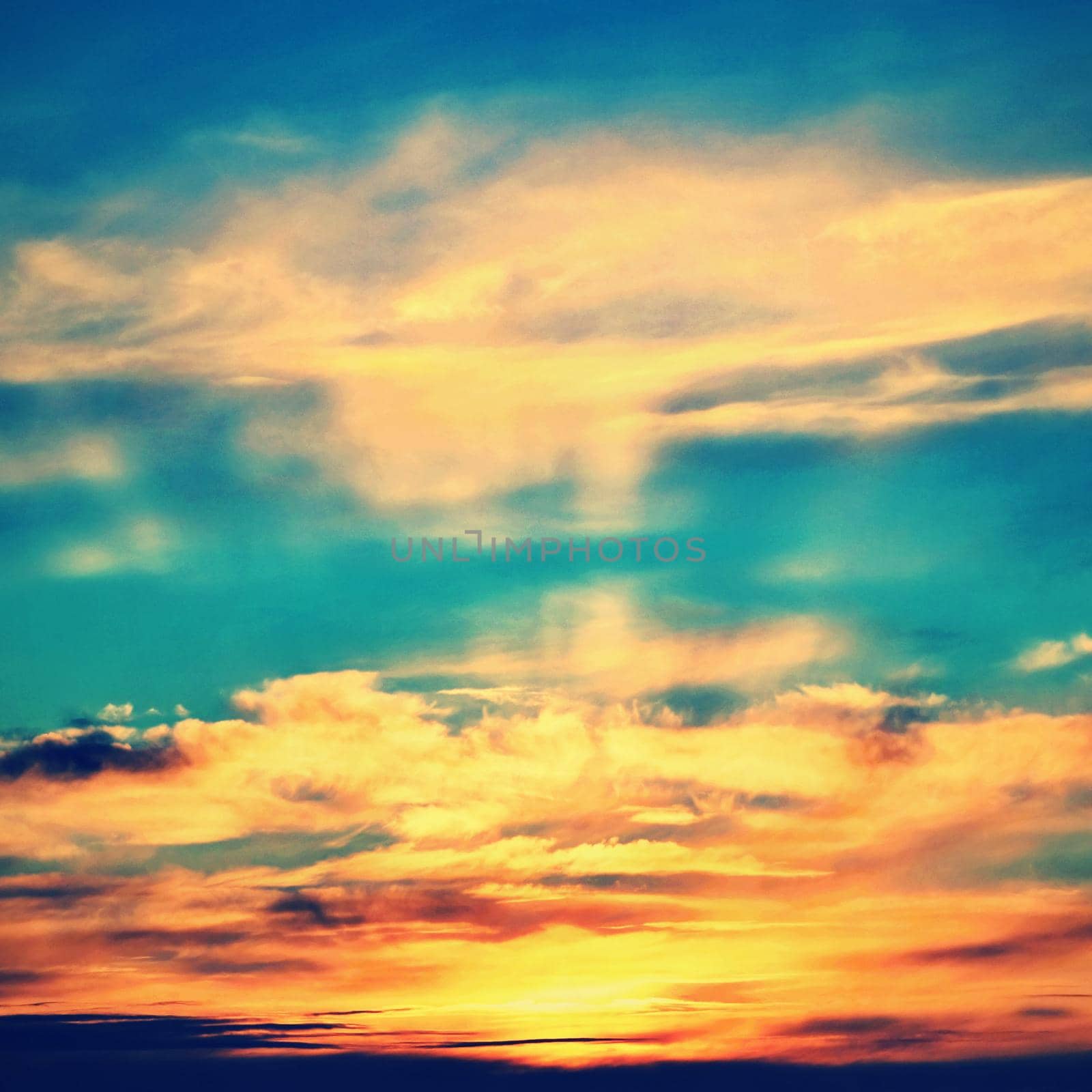 Dramatic sunset and sunrise sky. Colorful natural background.