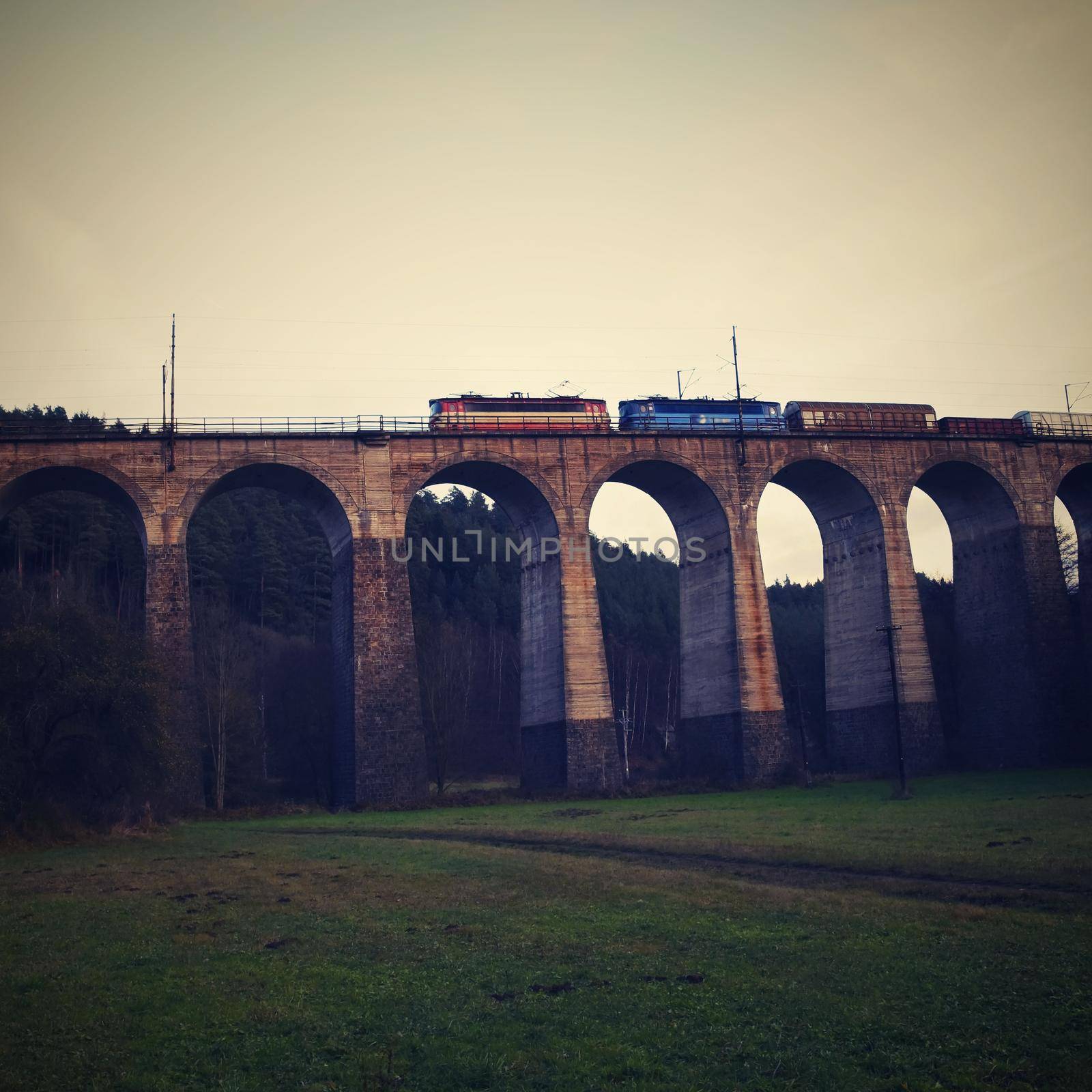 Railway bridge. Beautiful old building of the bridge in the Czech Republic.