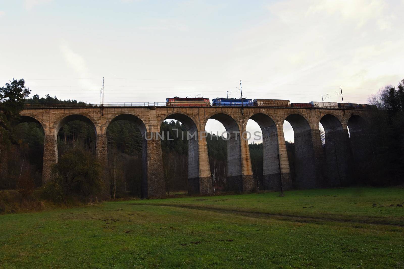 Railway bridge. Beautiful old building of the bridge in the Czech Republic.