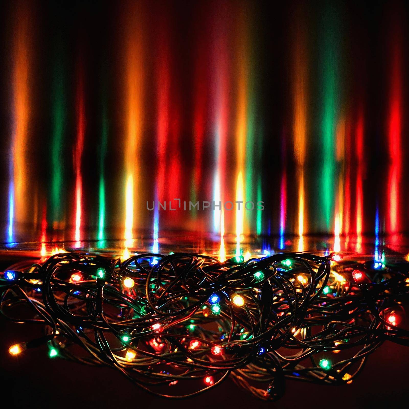 Abstract christmas background, xmas texture from color lights for Christmas tree.