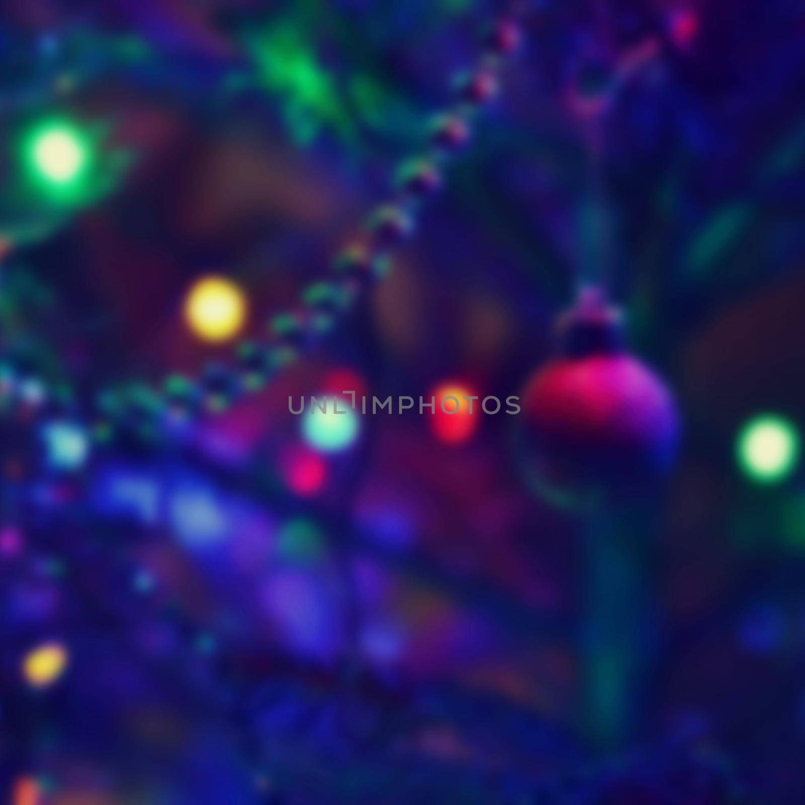 Blurred abstract xmas background, christmas texture from color lights on the Christmas tree. by Montypeter