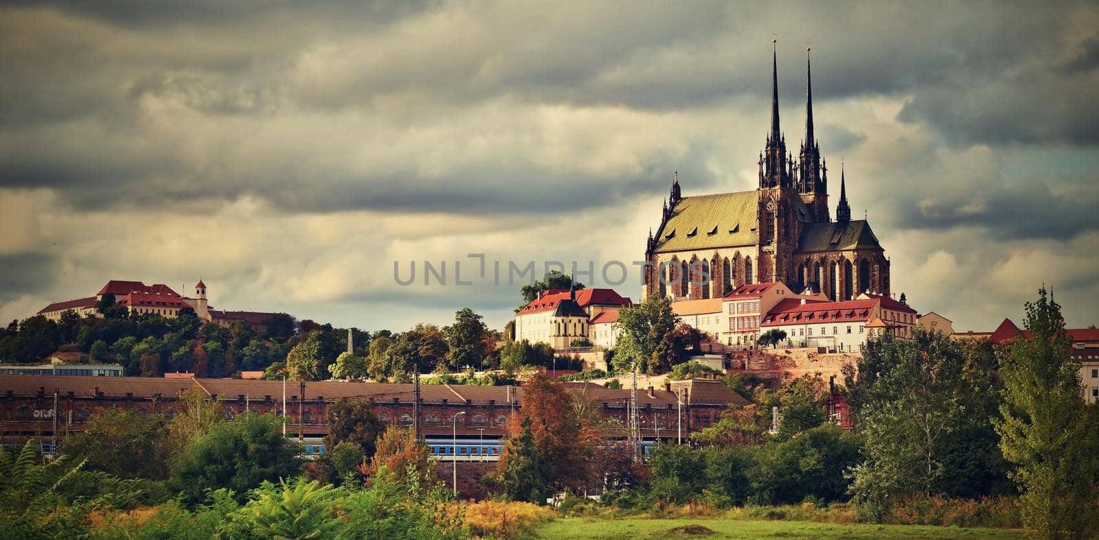 The icons of the Brno city's ancient churches, castles Spilberk. Czech Republic- Europe. HDR - photo. by Montypeter