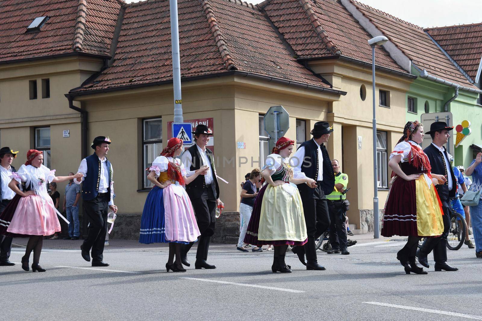 Brno, Czech Republic August 16, 2016. Czech traditional feast. Tradition folk dancing and entertainment. by Montypeter