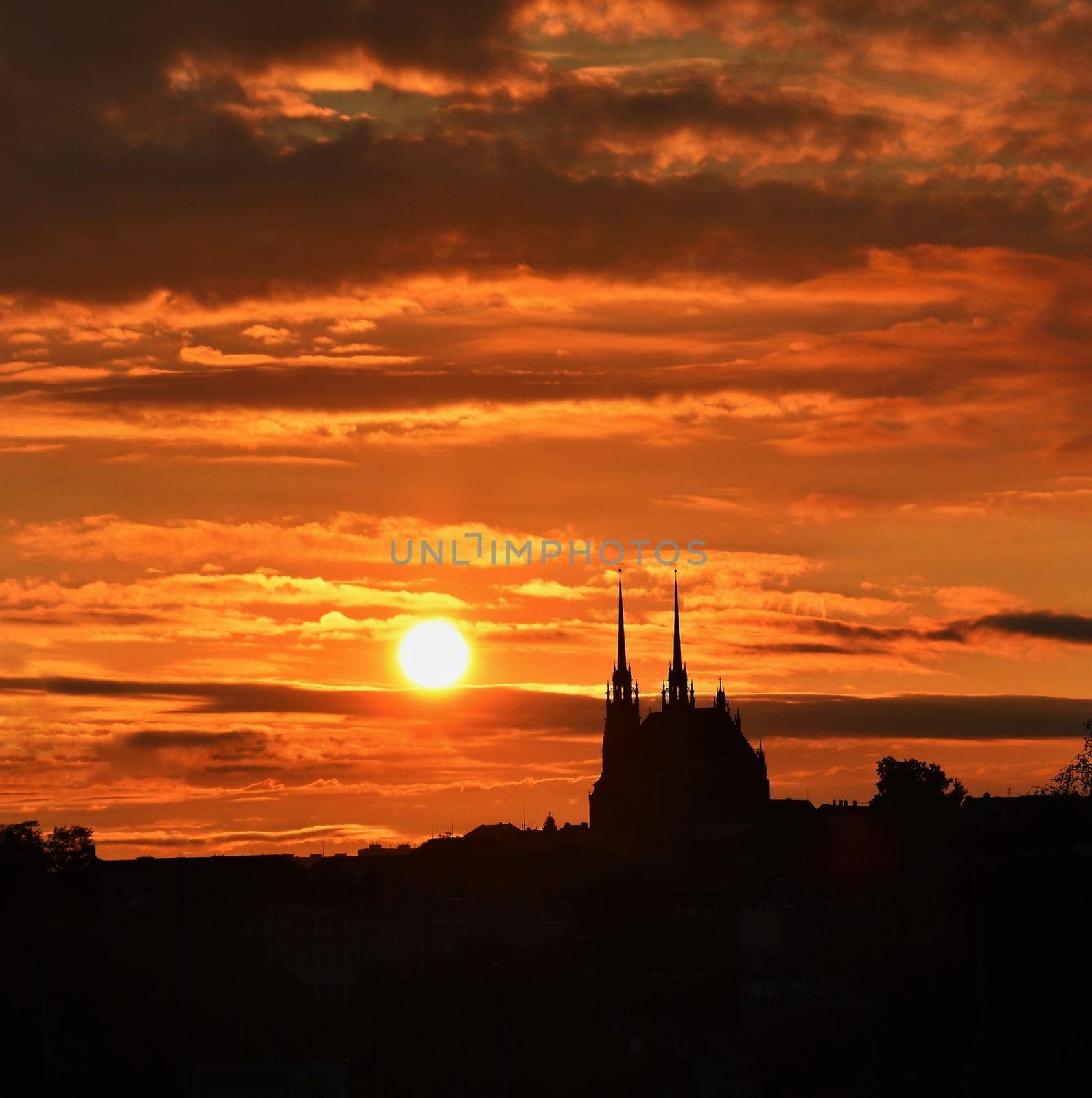 City of Brno, Czech Republic. Petrov - St. Peters and Paul church in sunset - sunrise. by Montypeter