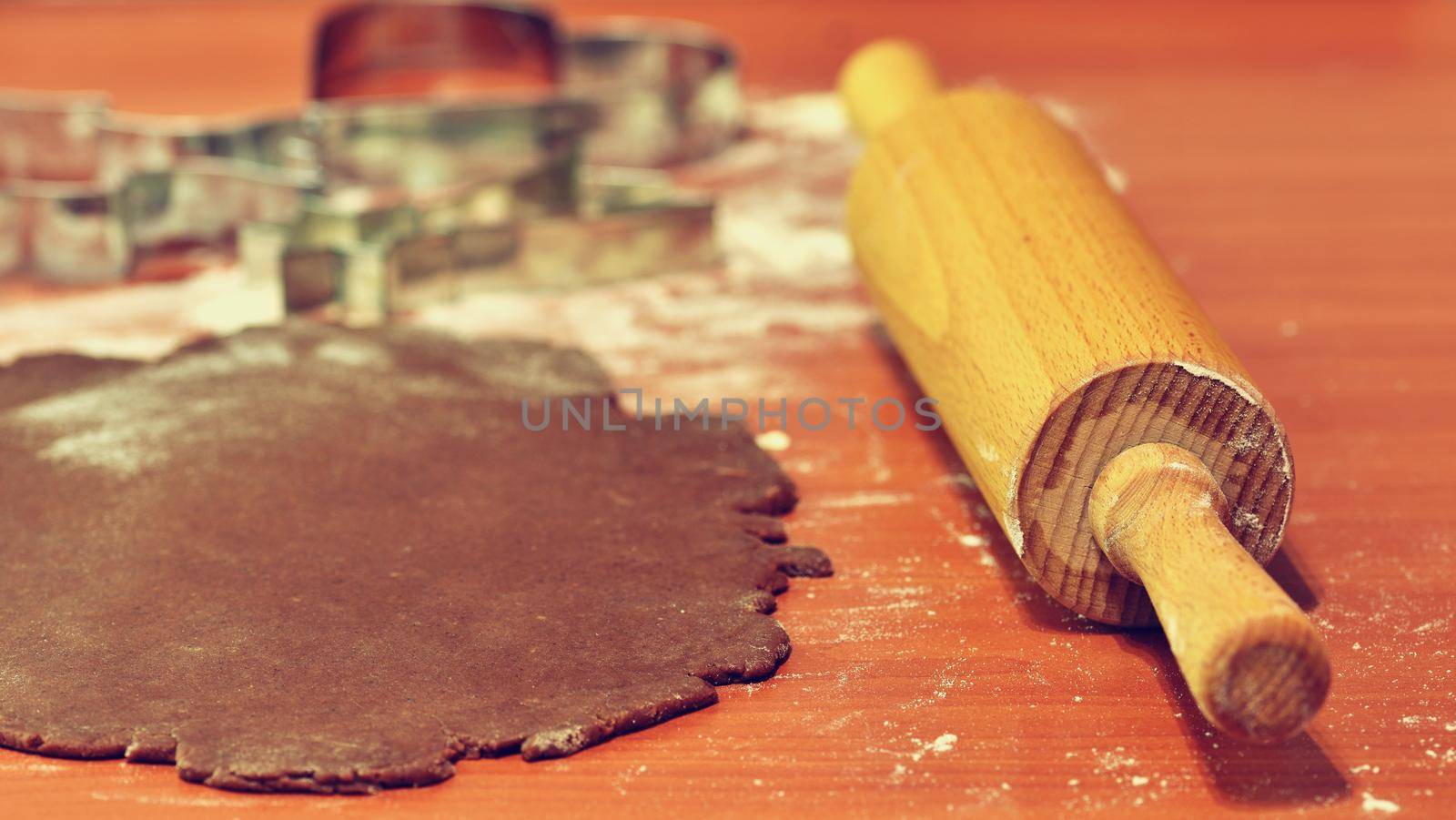 Baking home made Christmas cookies. Classical Czech tradition. Concept for the winter season, food and Christmas holidays.